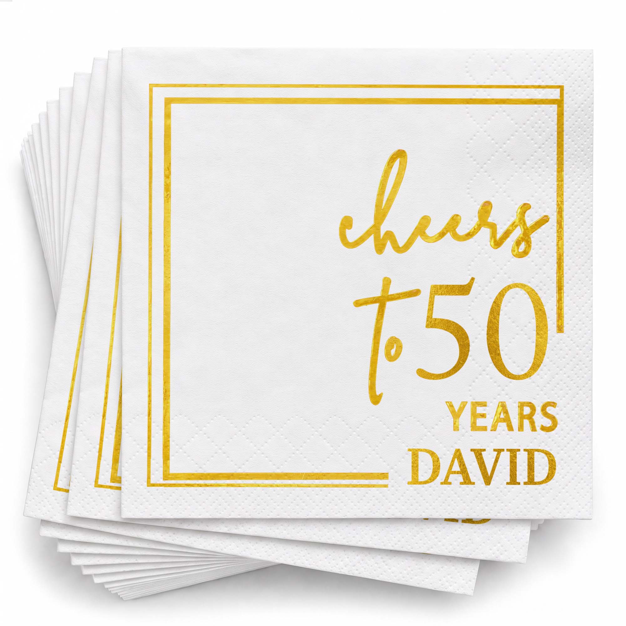 Personalized Cocktail Napkins Elegant Gold Design Custom Name Gift for Birthday