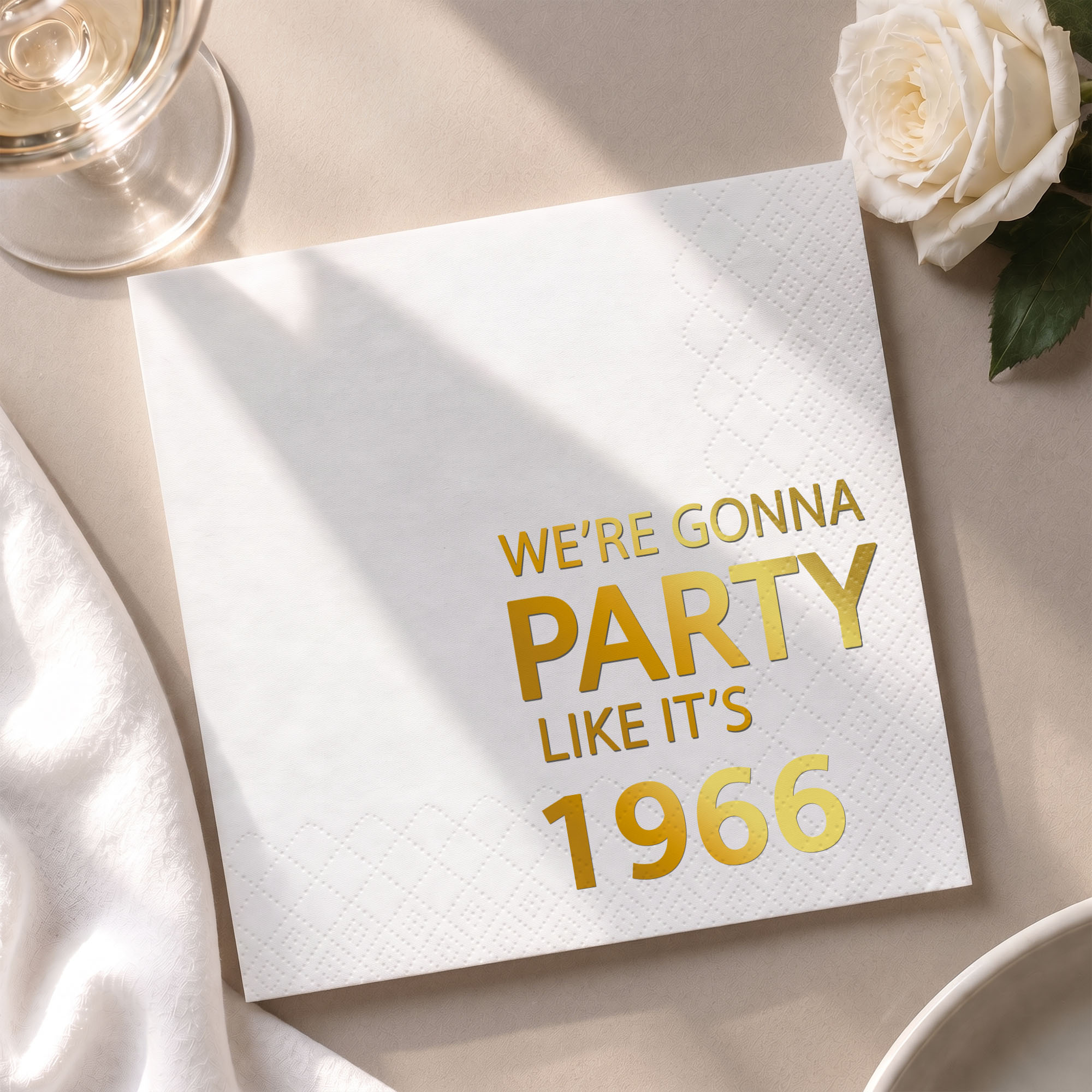 Personalized Gold Foil Cocktail Napkins Custom Year Gift