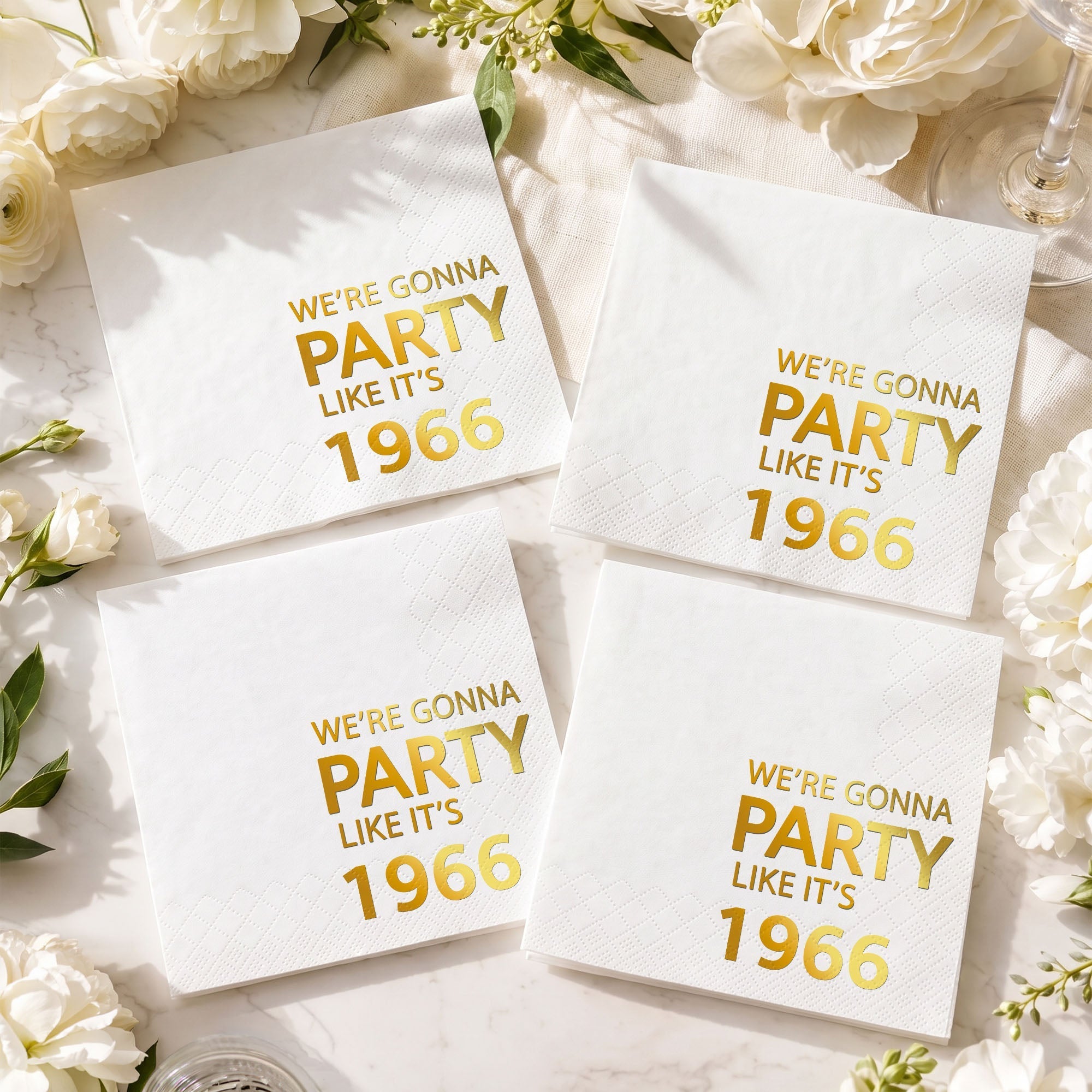 Personalized Gold Foil Cocktail Napkins Custom Year Gift