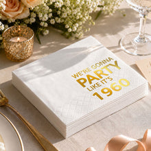 Load image into Gallery viewer, Personalized Gold Foil Cocktail Napkins Custom Year Gift
