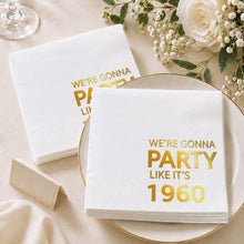Load image into Gallery viewer, Personalized Gold Foil Cocktail Napkins Custom Year Gift

