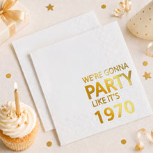 Load image into Gallery viewer, Personalized Gold Foil Cocktail Napkins Custom Year Gift
