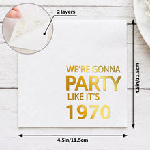 Load image into Gallery viewer, Personalized Gold Foil Cocktail Napkins Custom Year Gift

