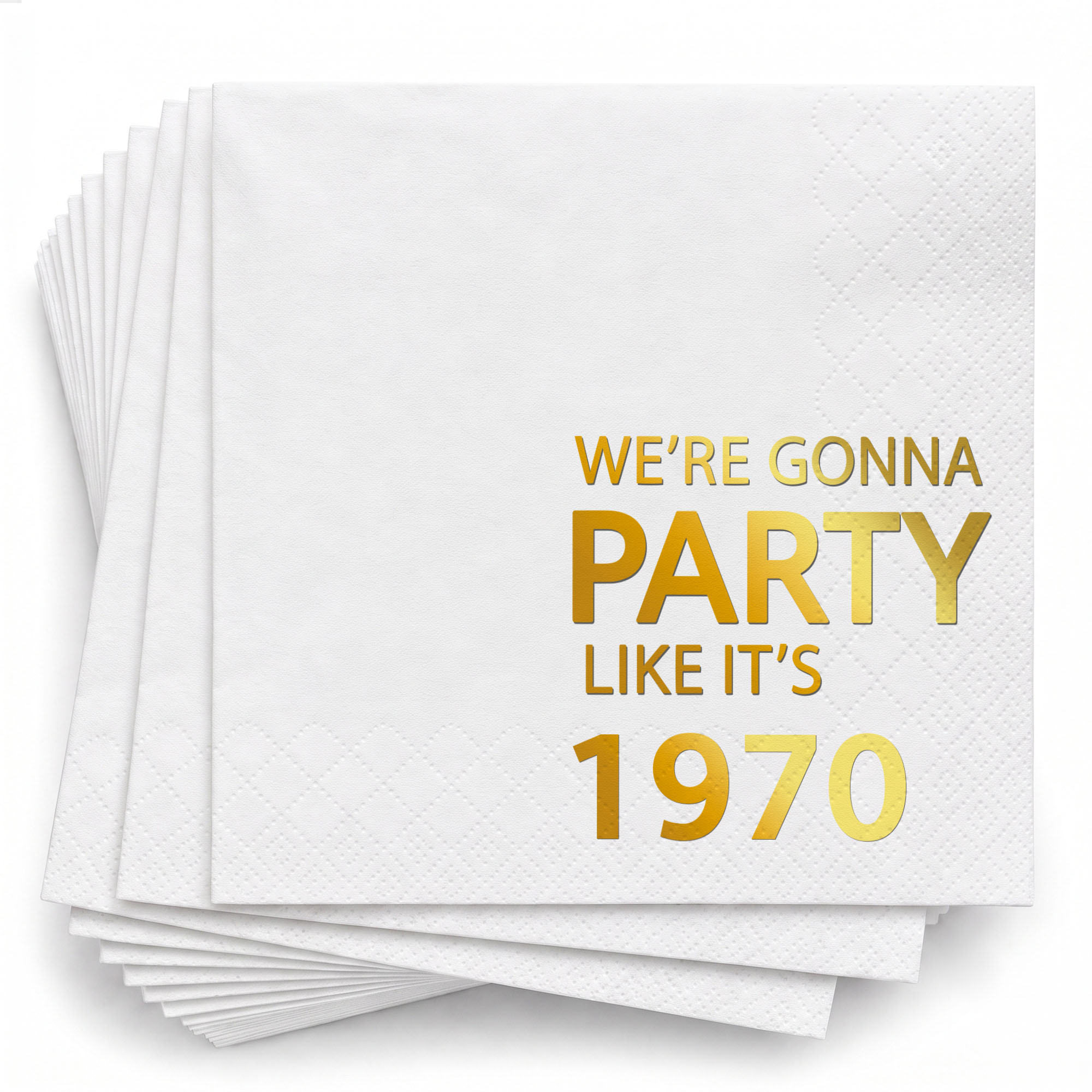 Personalized Gold Foil Cocktail Napkins Custom Year Gift