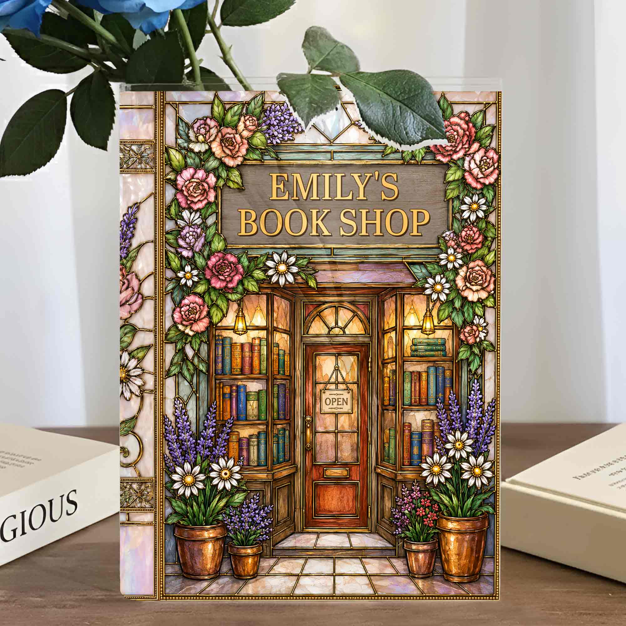 Personalized Acrylic Book Vase Custom Name Gift for Book Lovers