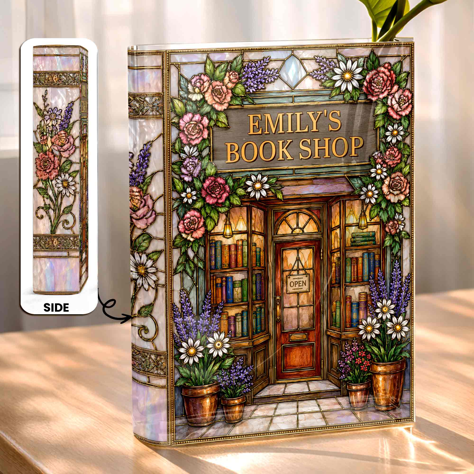 Personalized Acrylic Book Vase Custom Name Gift for Book Lovers