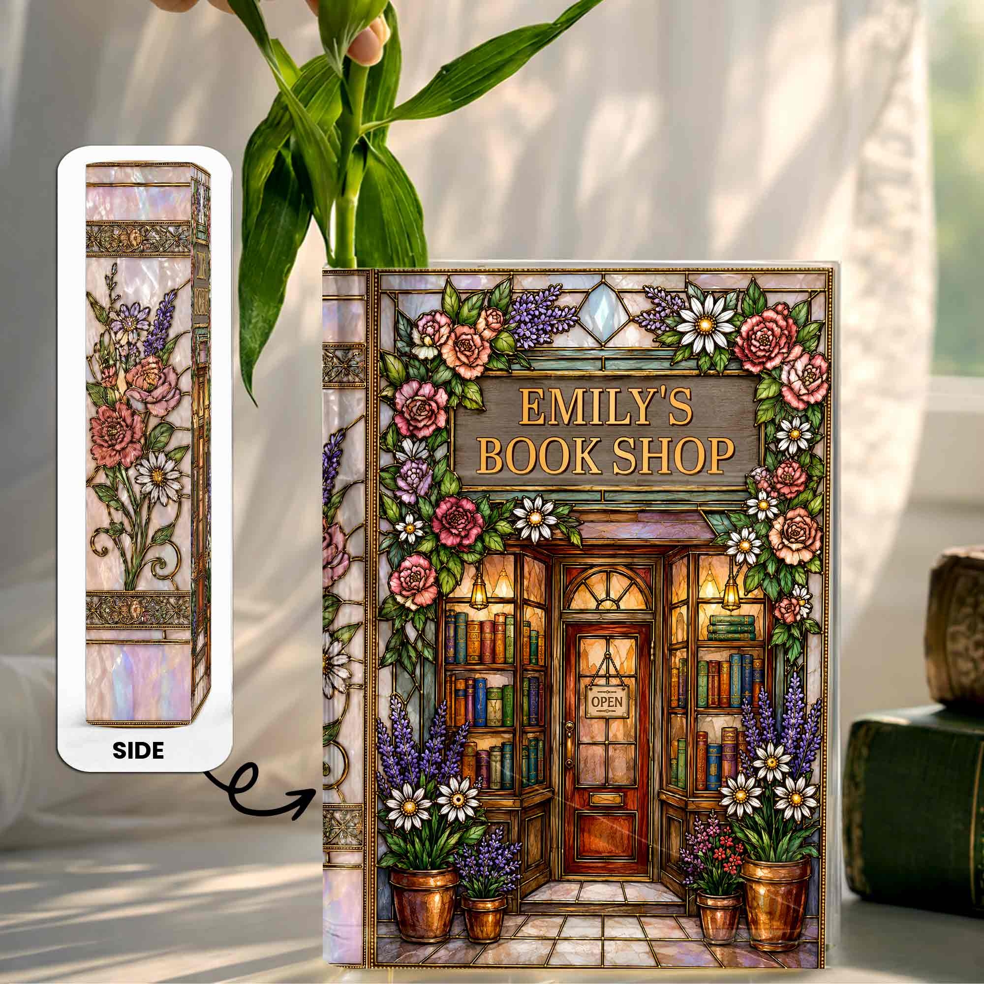 Personalized Acrylic Book Vase Custom Name Gift for Book Lovers