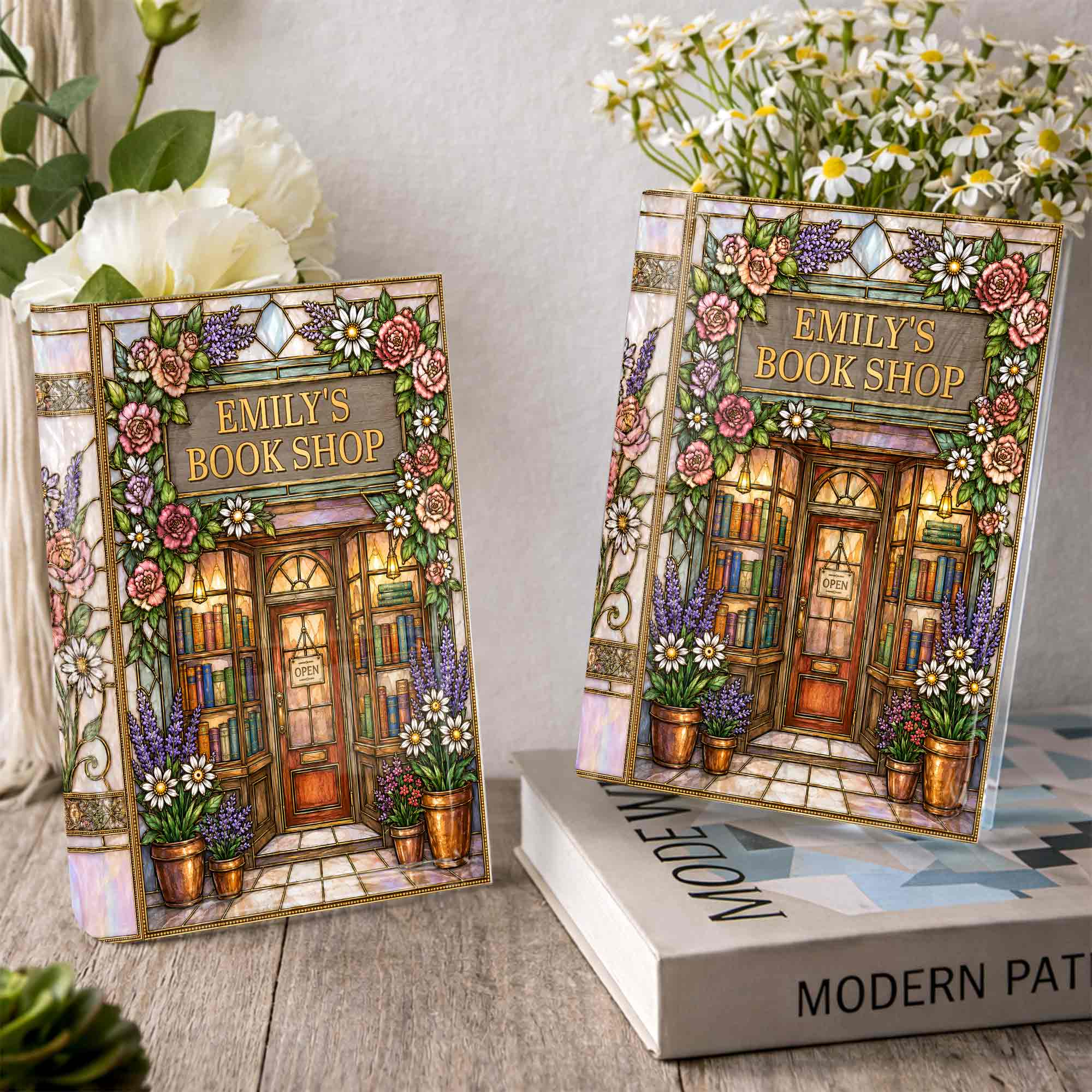 Personalized Acrylic Book Vase Custom Name Gift for Book Lovers