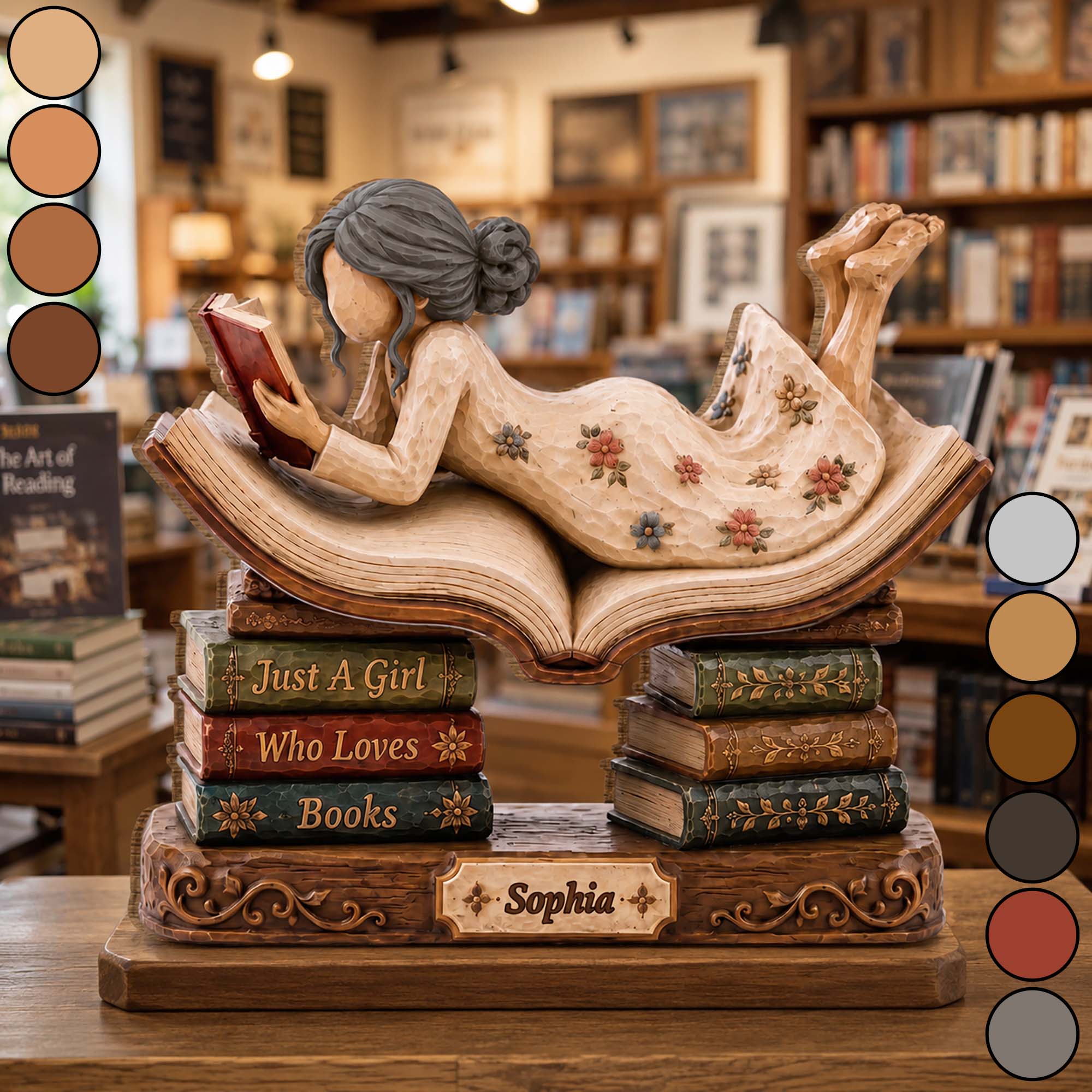 Personalized 2-Layer Wood Plaque Custom Name Gift for Book Lovers