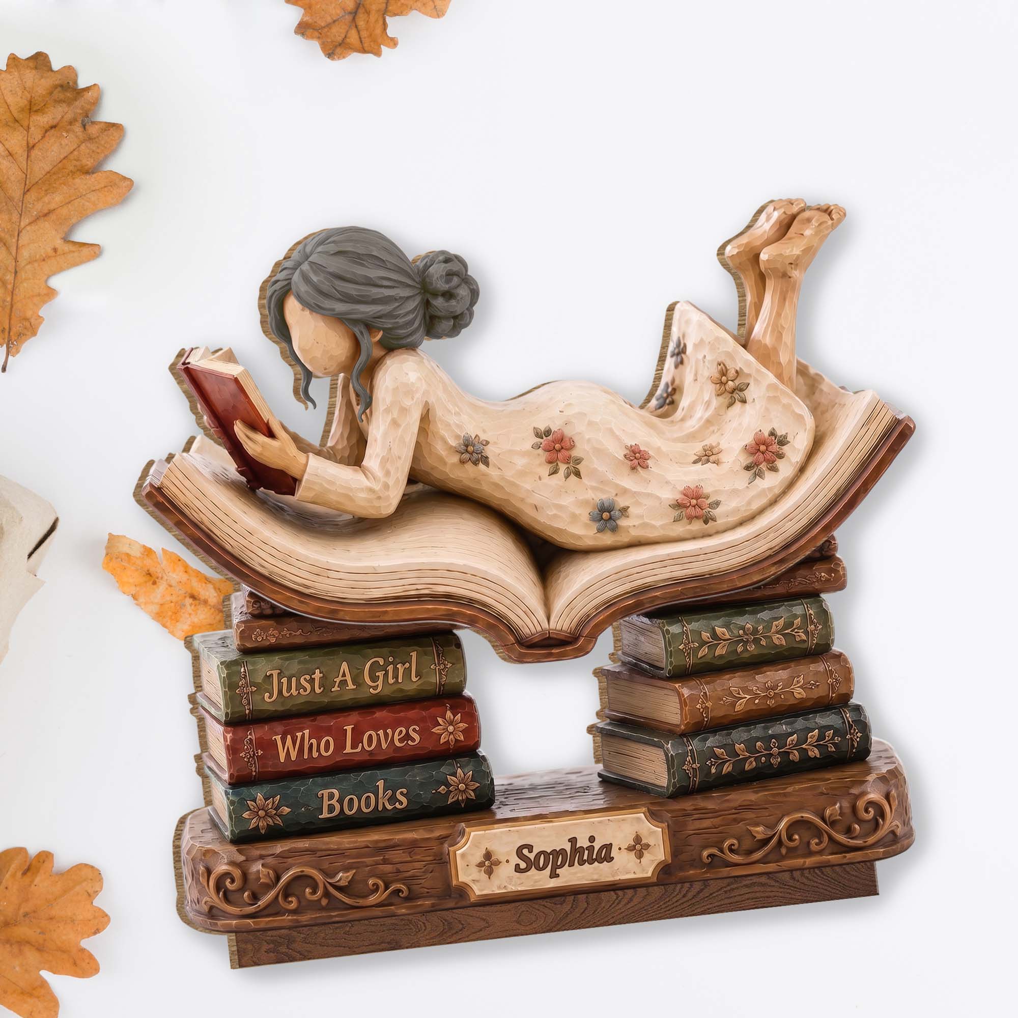 Personalized 2-Layer Wood Plaque Custom Name Gift for Book Lovers
