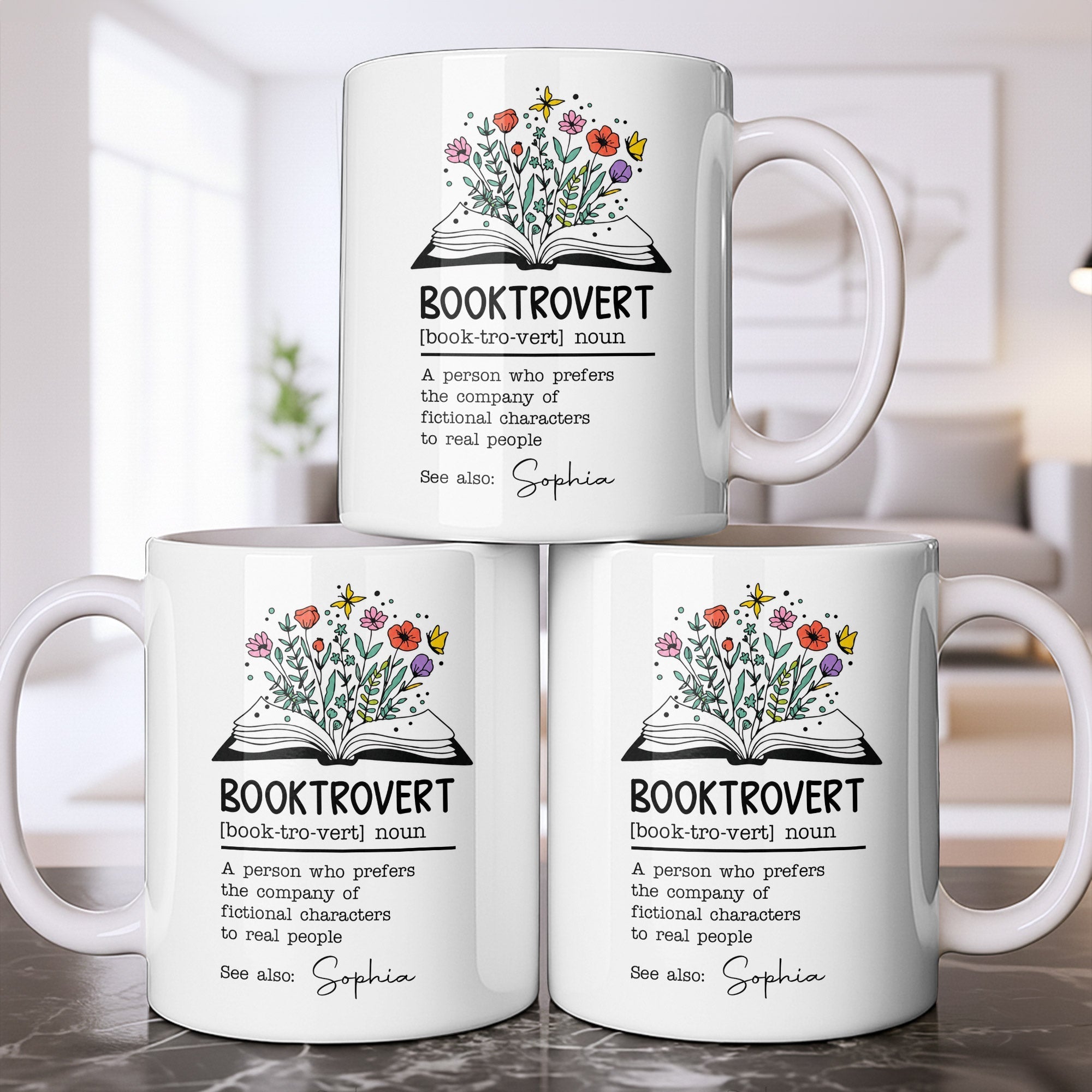 Personalized Book Lover Coffee Mug Custom Name Gift Idea