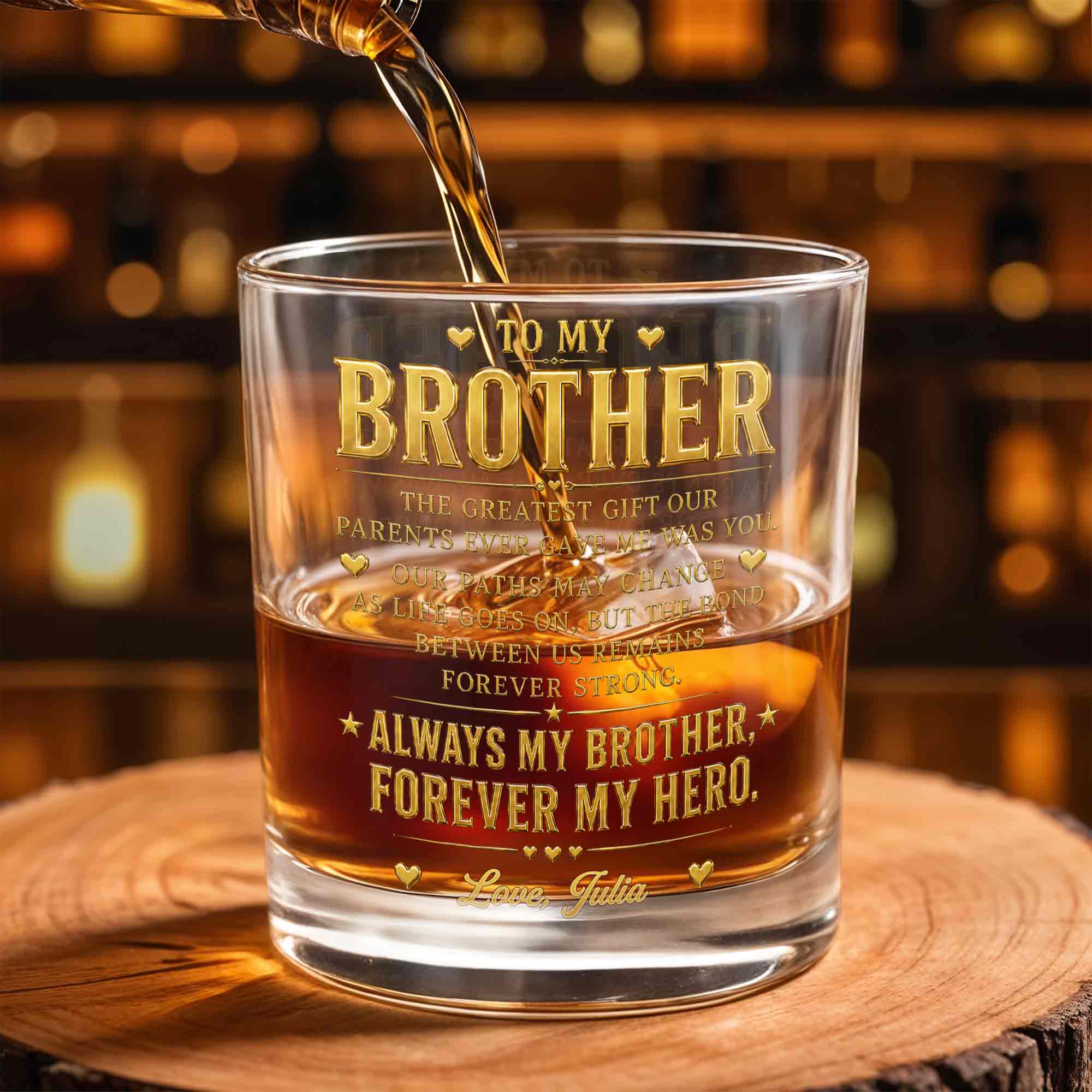 Personalized Custom Whiskey Glass Gift for Brother - 2-Sided Print