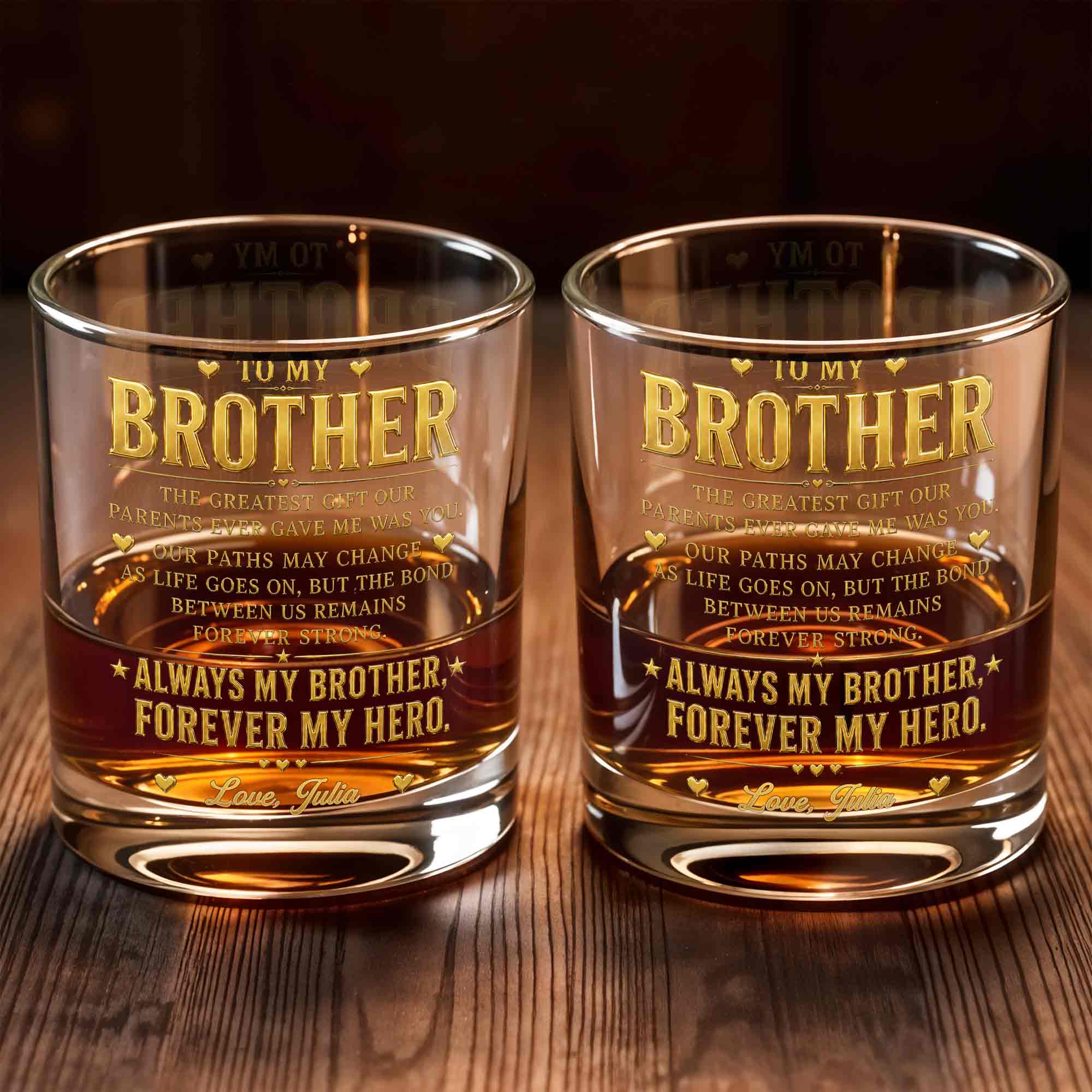 Personalized Custom Whiskey Glass Gift for Brother - 2-Sided Print