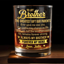 Load image into Gallery viewer, Personalized Custom Whiskey Glass Gift for Brother - 8oz &amp; 11oz
