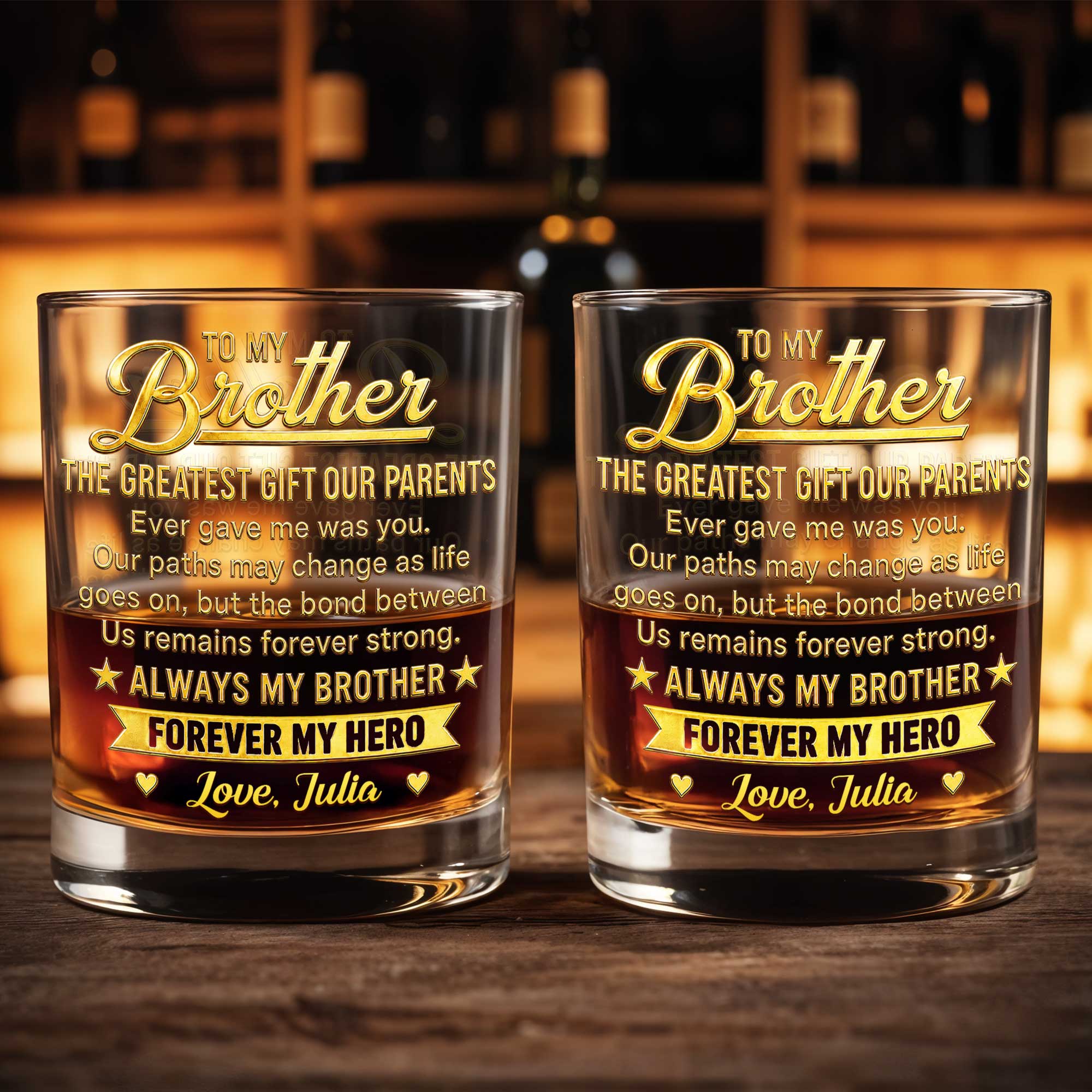 Personalized Custom Whiskey Glass Gift for Brother - 8oz & 11oz