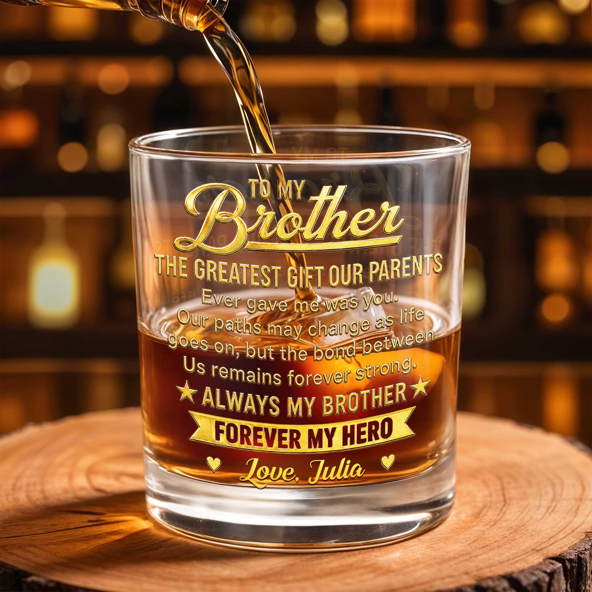Personalized Custom Whiskey Glass Gift for Brother - 8oz & 11oz
