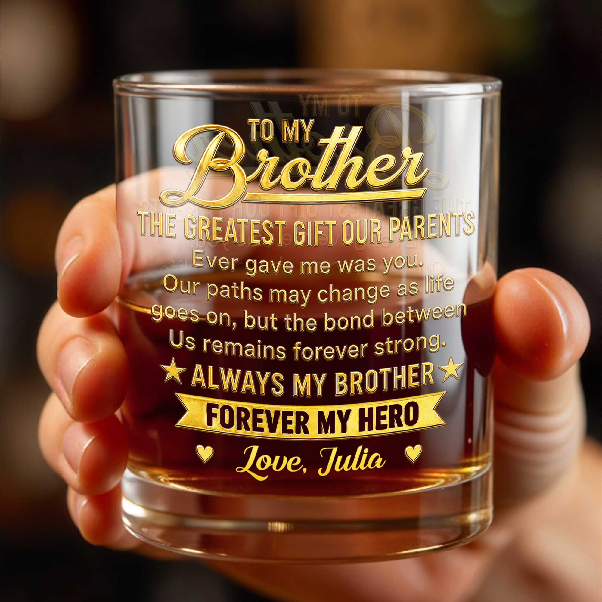 Personalized Custom Whiskey Glass Gift for Brother - 8oz & 11oz