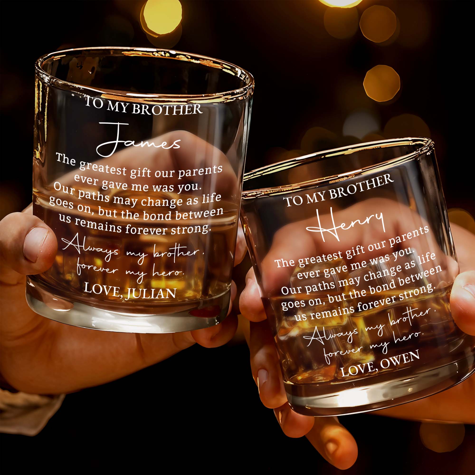 Personalized Custom Whiskey Glass Gift for Brother - 8oz/11oz