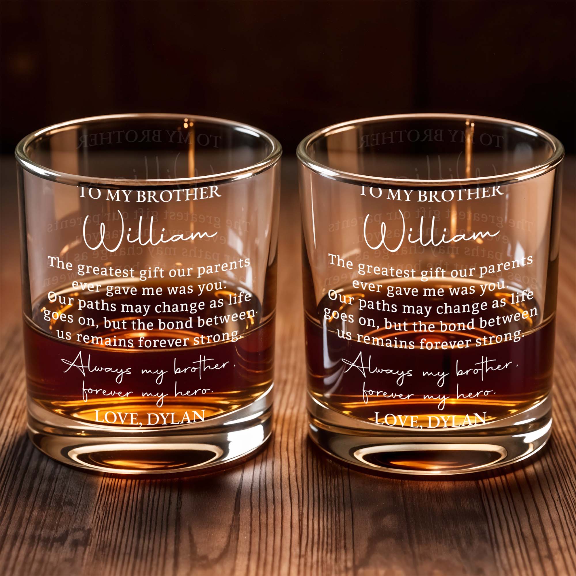 Personalized Custom Whiskey Glass Gift for Brother - 8oz/11oz