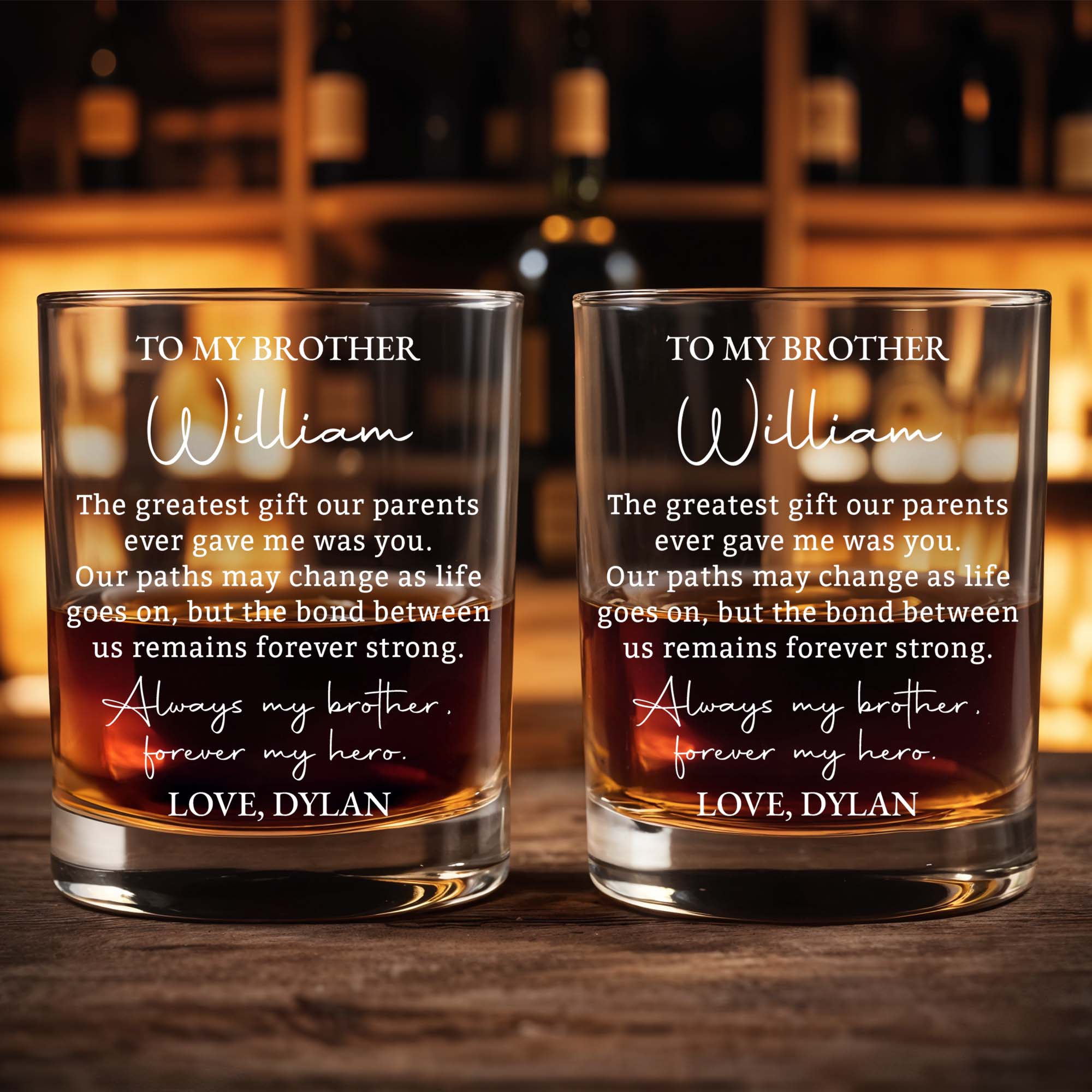 Personalized Custom Whiskey Glass Gift for Brother - 8oz/11oz