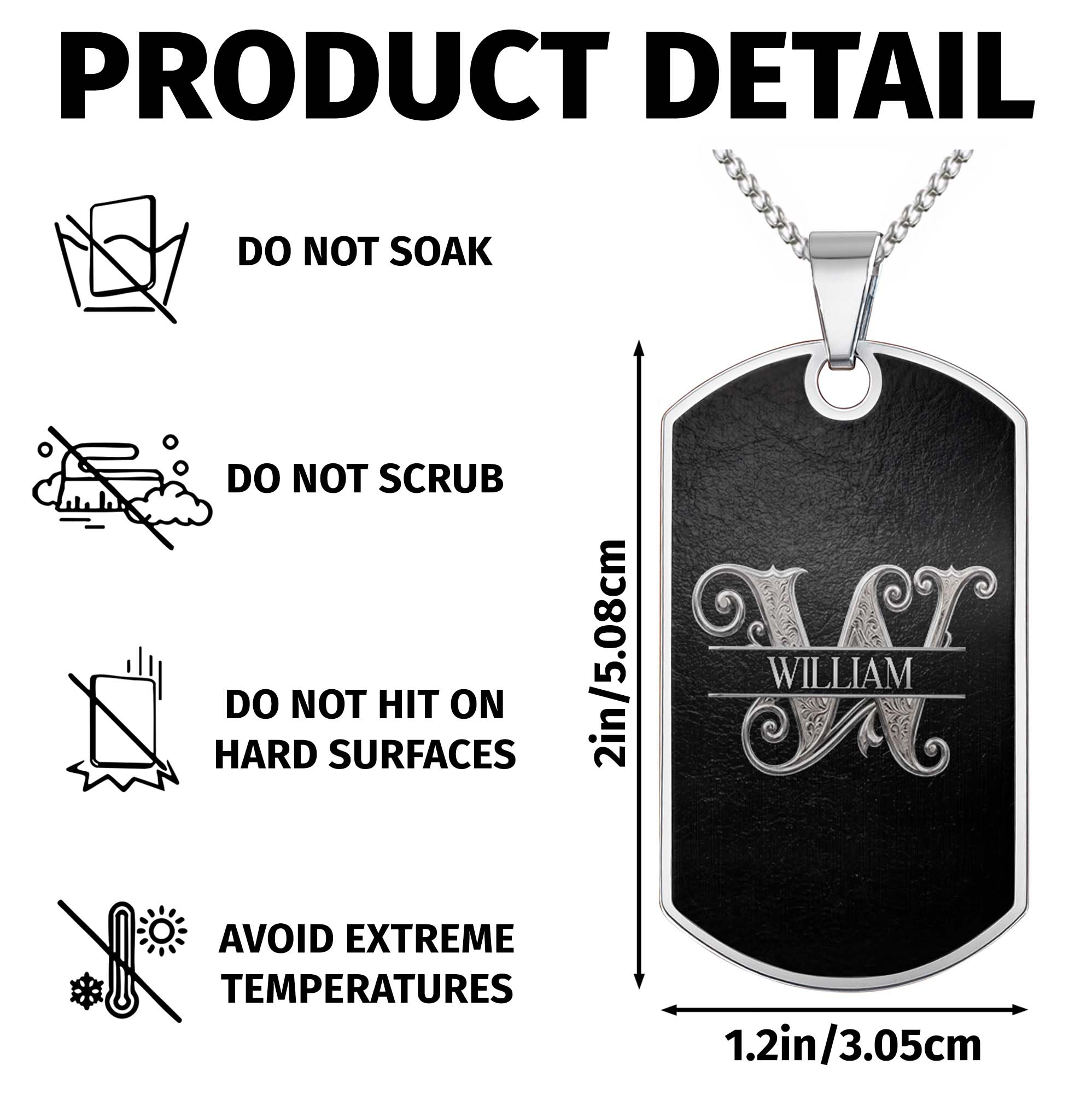 Personalized Dog Tag Necklace Custom Name Brother Gift