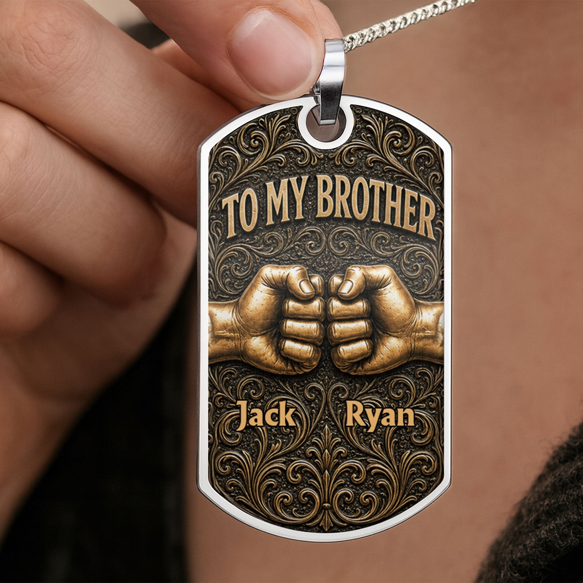 Personalized Dog Tag Necklace for Brother | Custom Keepsake Gift