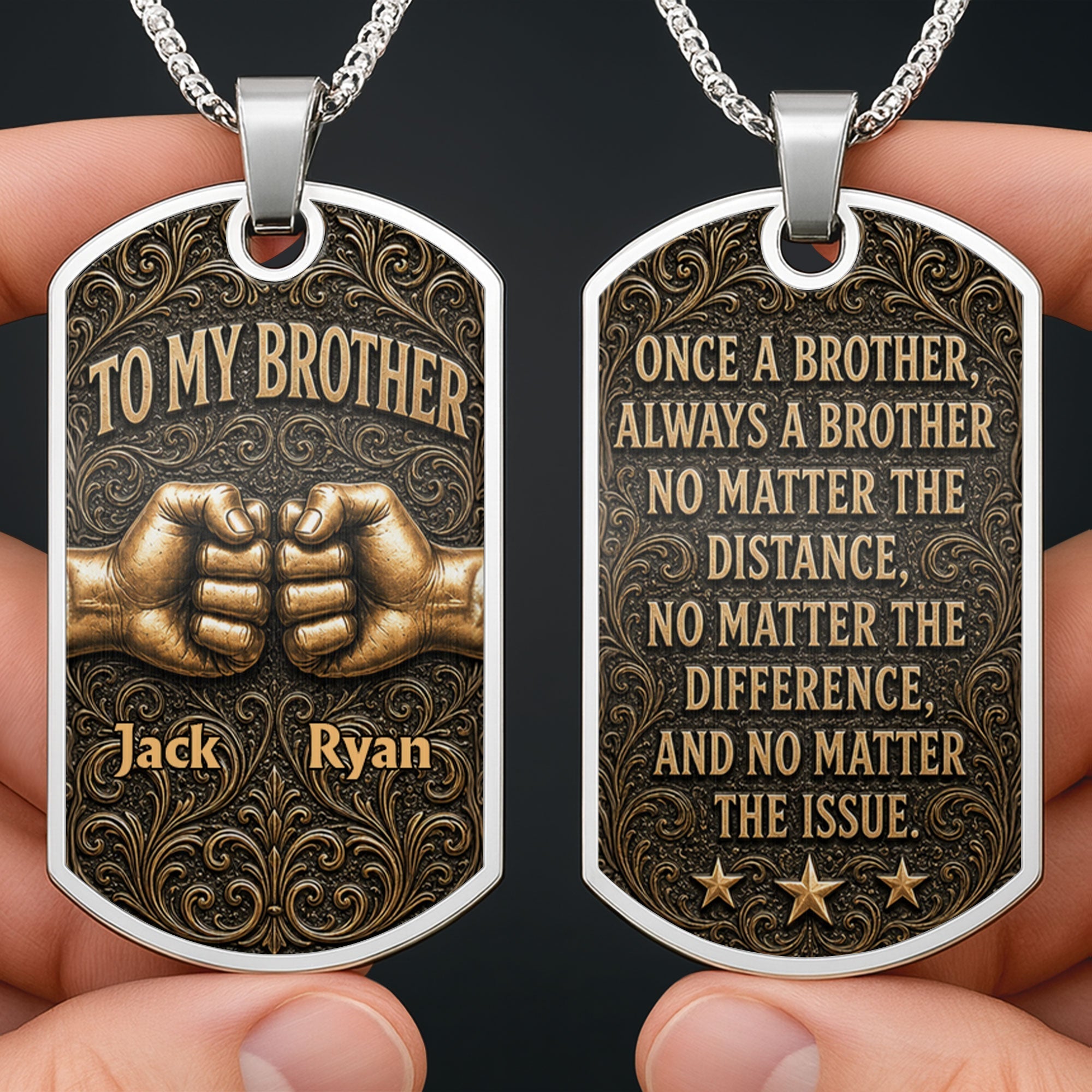 Personalized Dog Tag Necklace for Brother | Custom Keepsake Gift
