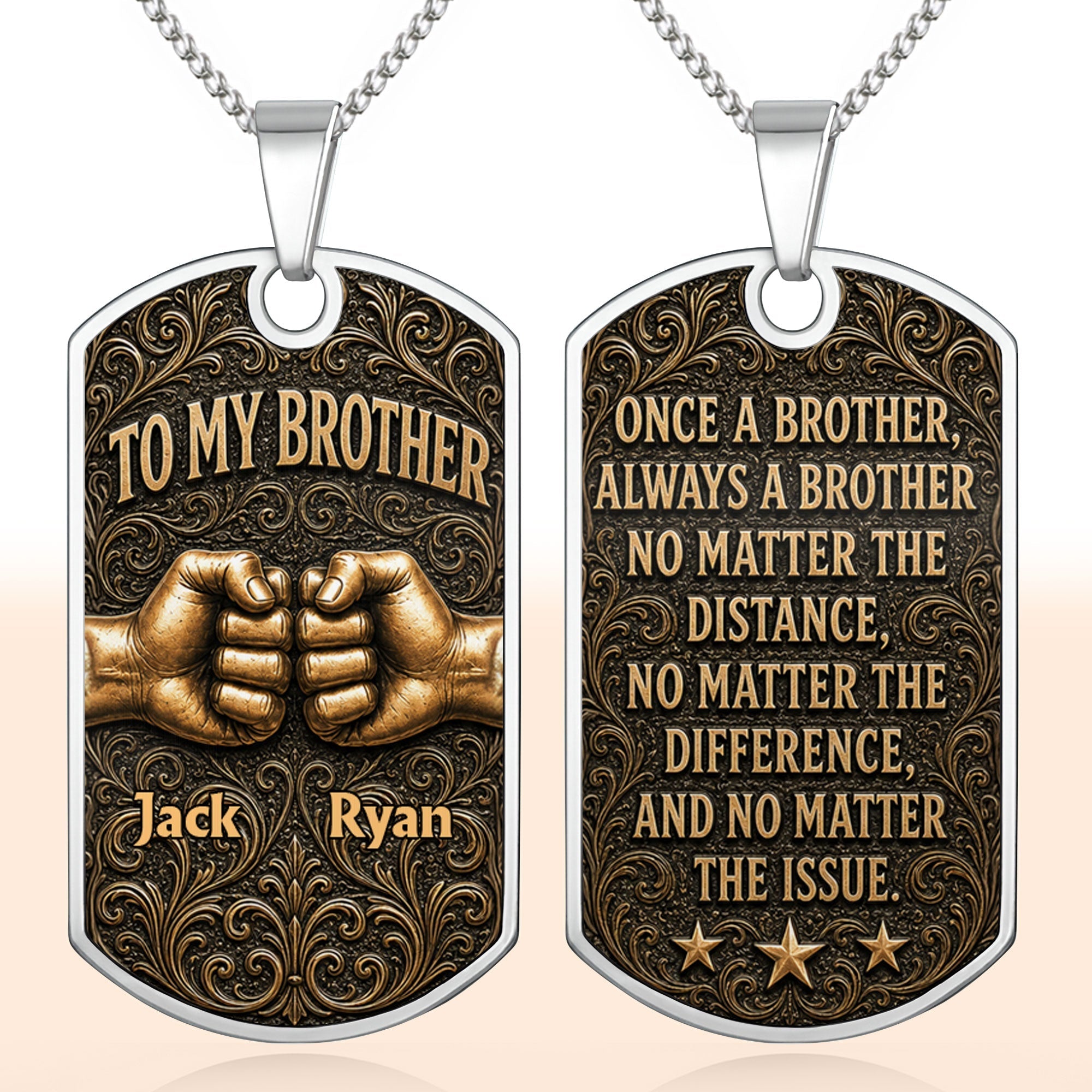 Personalized Dog Tag Necklace for Brother | Custom Keepsake Gift