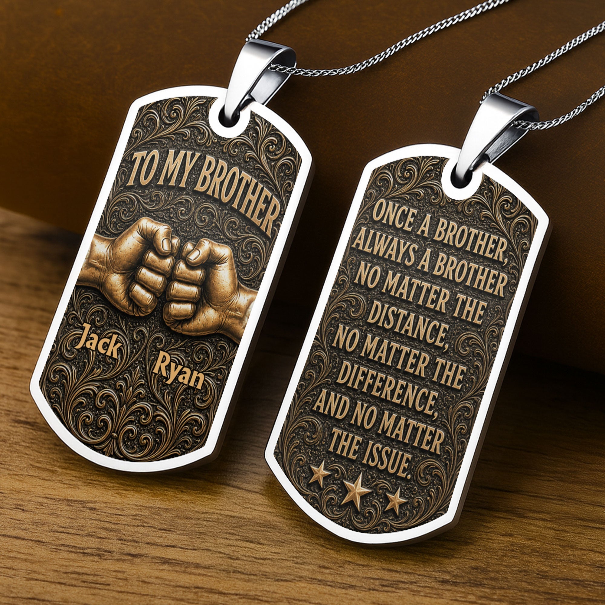 Personalized Dog Tag Necklace for Brother | Custom Keepsake Gift