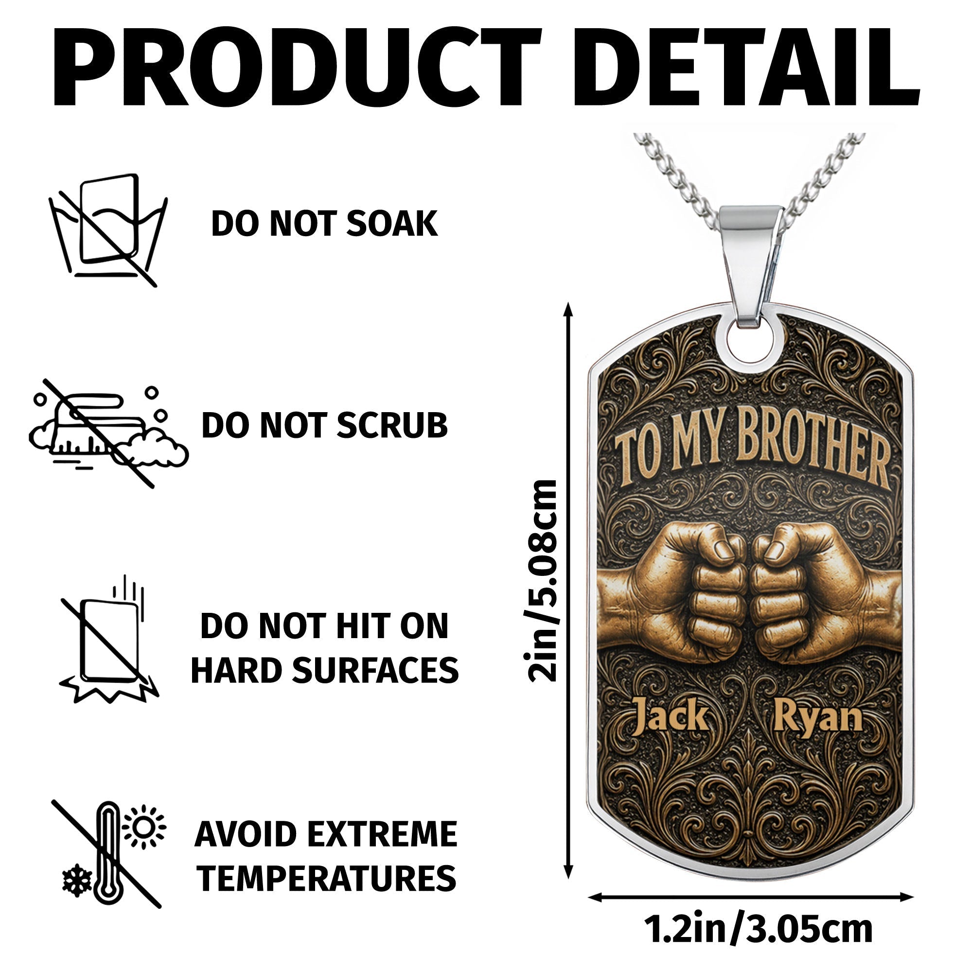 Personalized Dog Tag Necklace for Brother | Custom Keepsake Gift