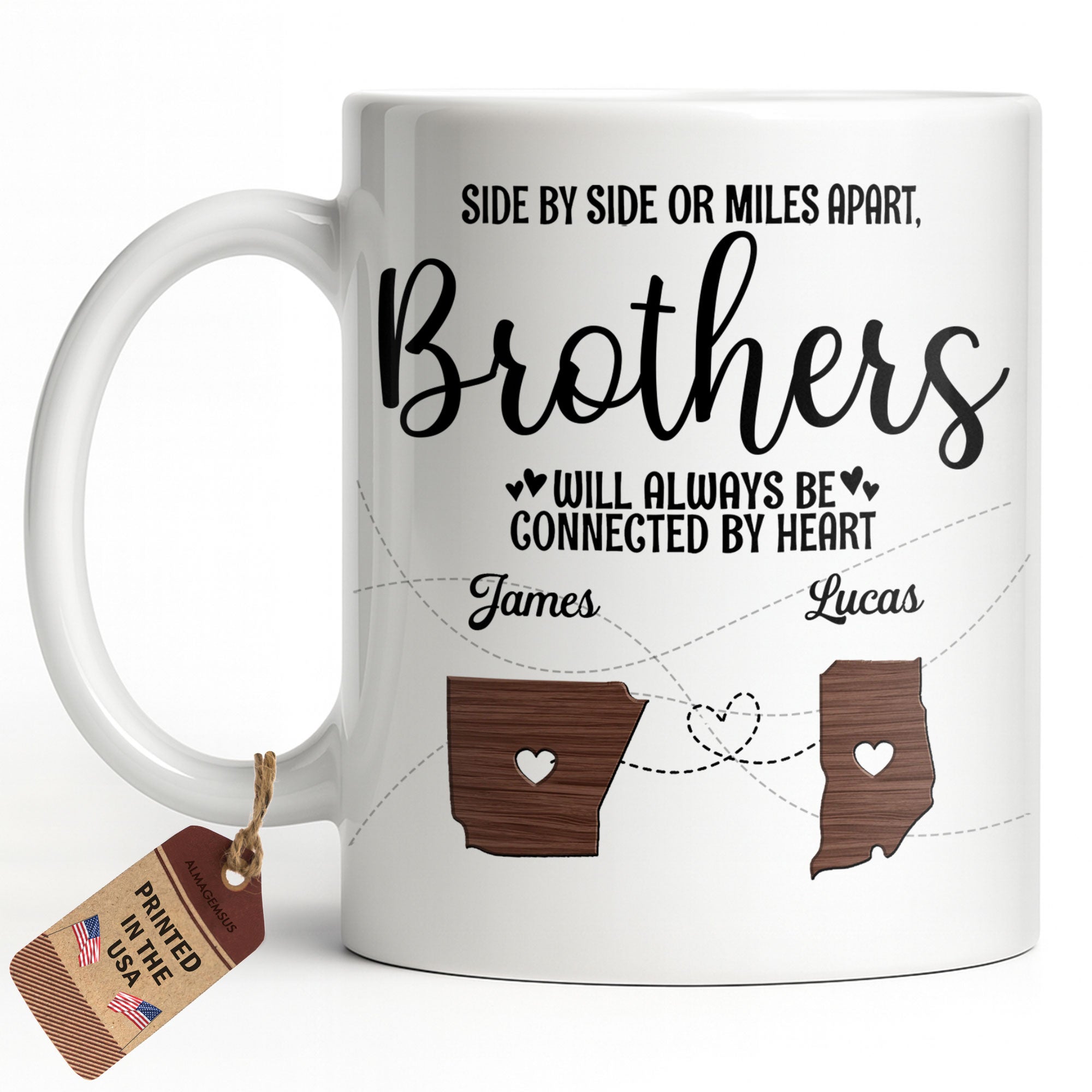 Personalized Heart Connection Mug Custom Gift for Brother