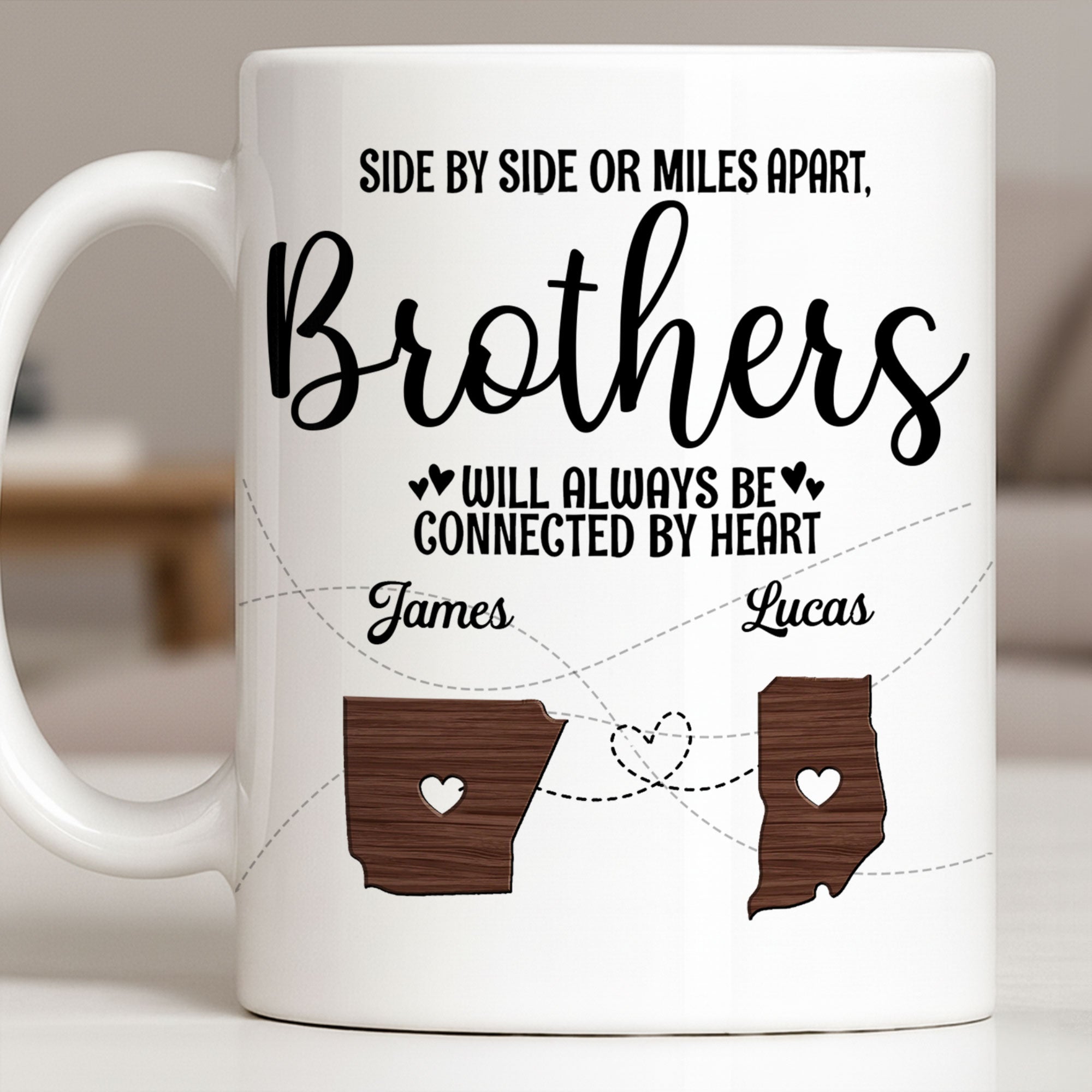 Personalized Heart Connection Mug Custom Gift for Brother