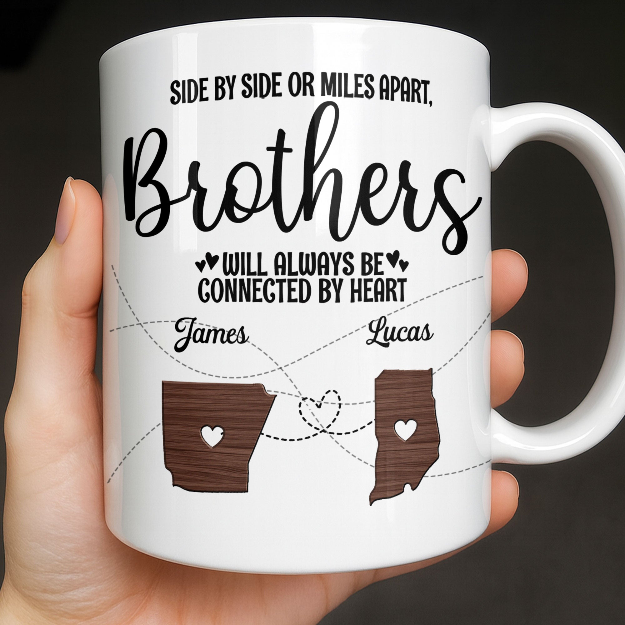 Personalized Heart Connection Mug Custom Gift for Brother