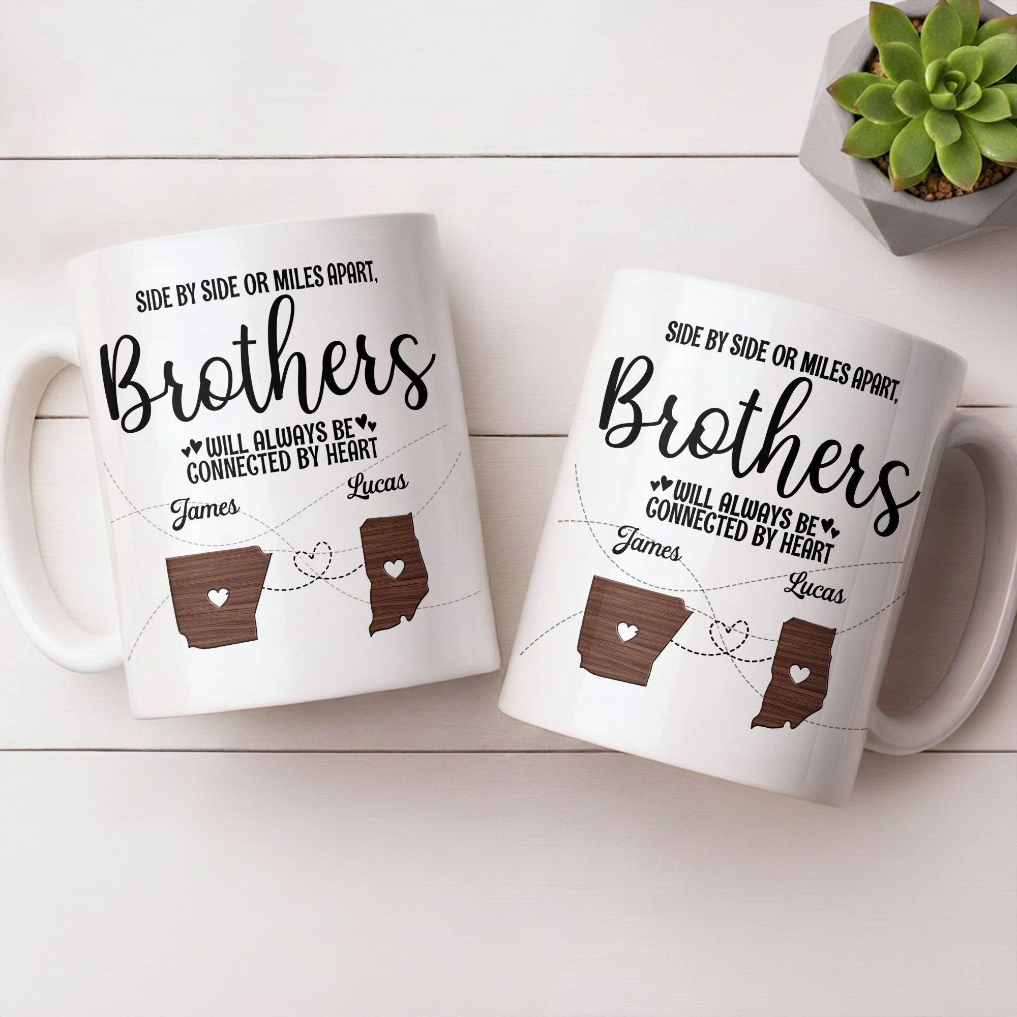 Personalized Heart Connection Mug Custom Gift for Brother