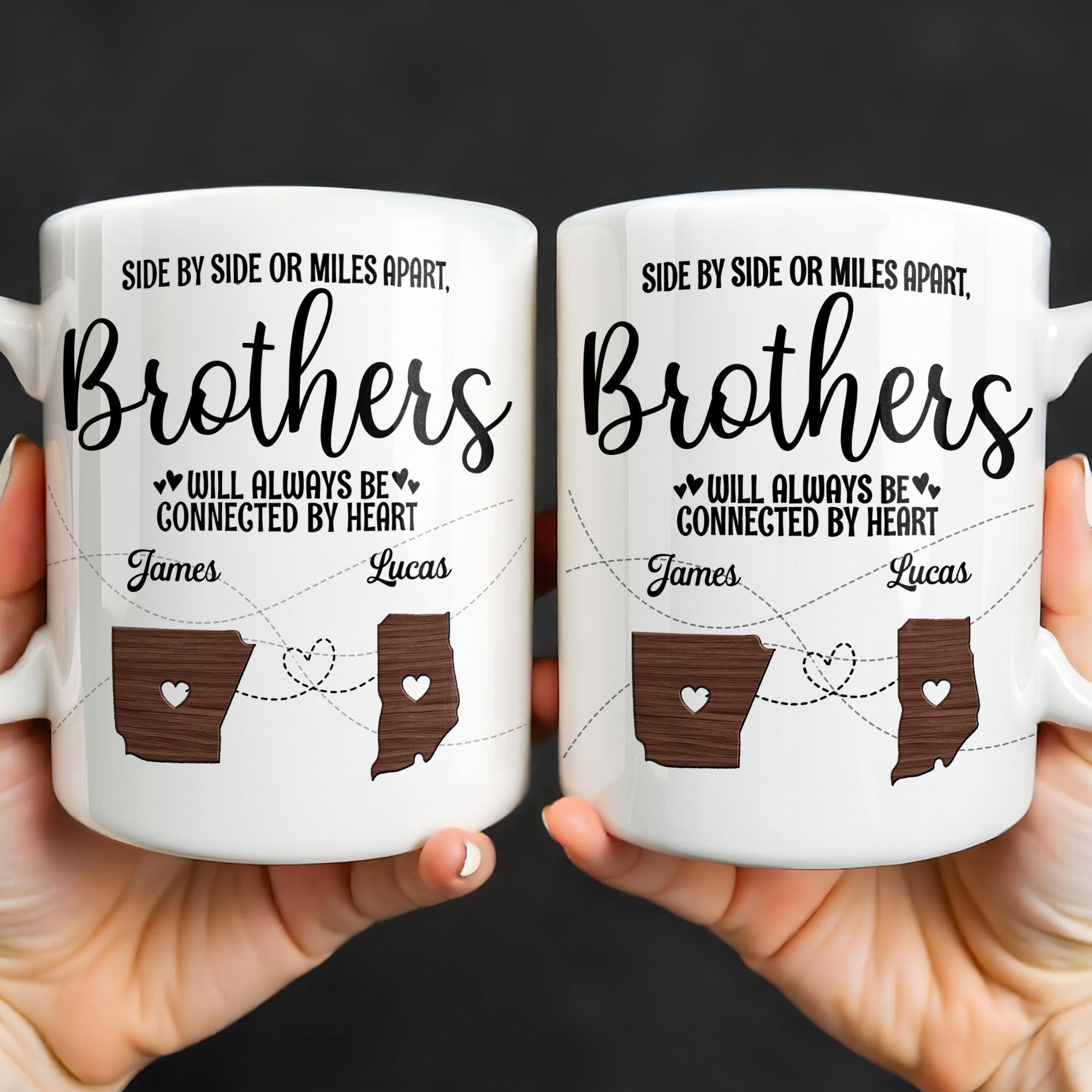 Personalized Heart Connection Mug Custom Gift for Brother