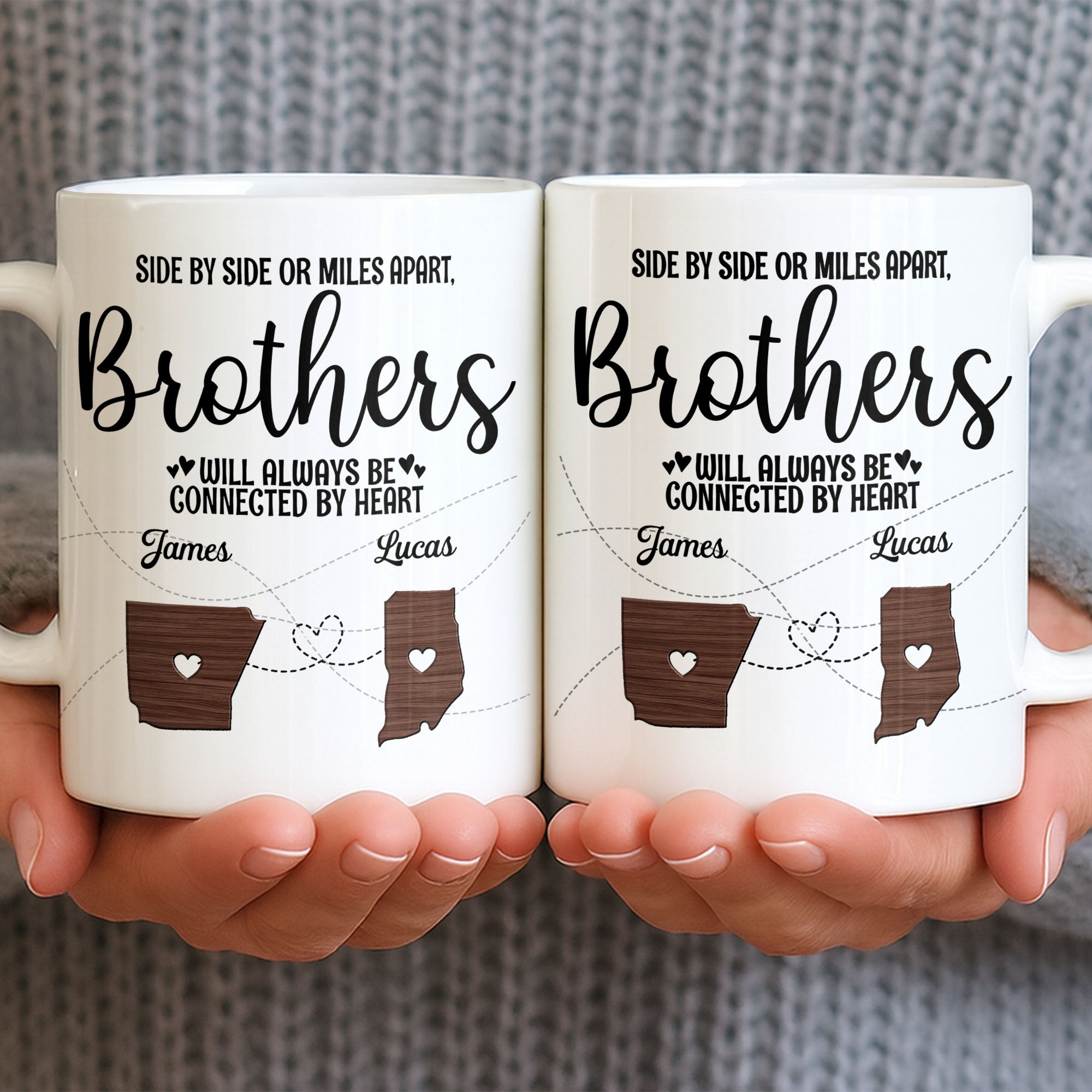 Personalized Heart Connection Mug Custom Gift for Brother