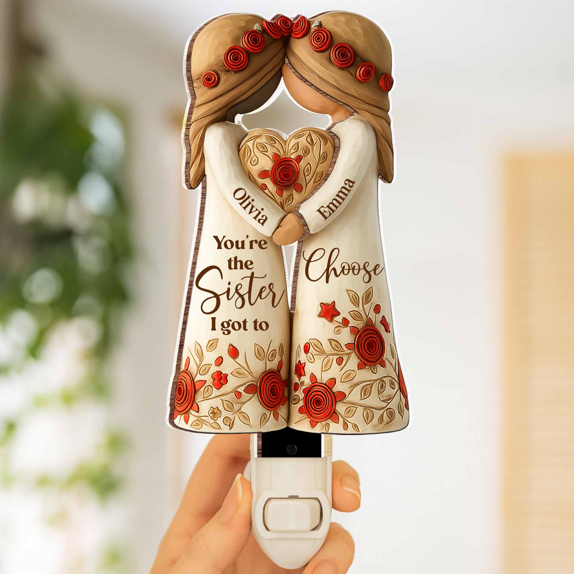 Personalized Wood Acrylic Night Light Custom Gift for Sister