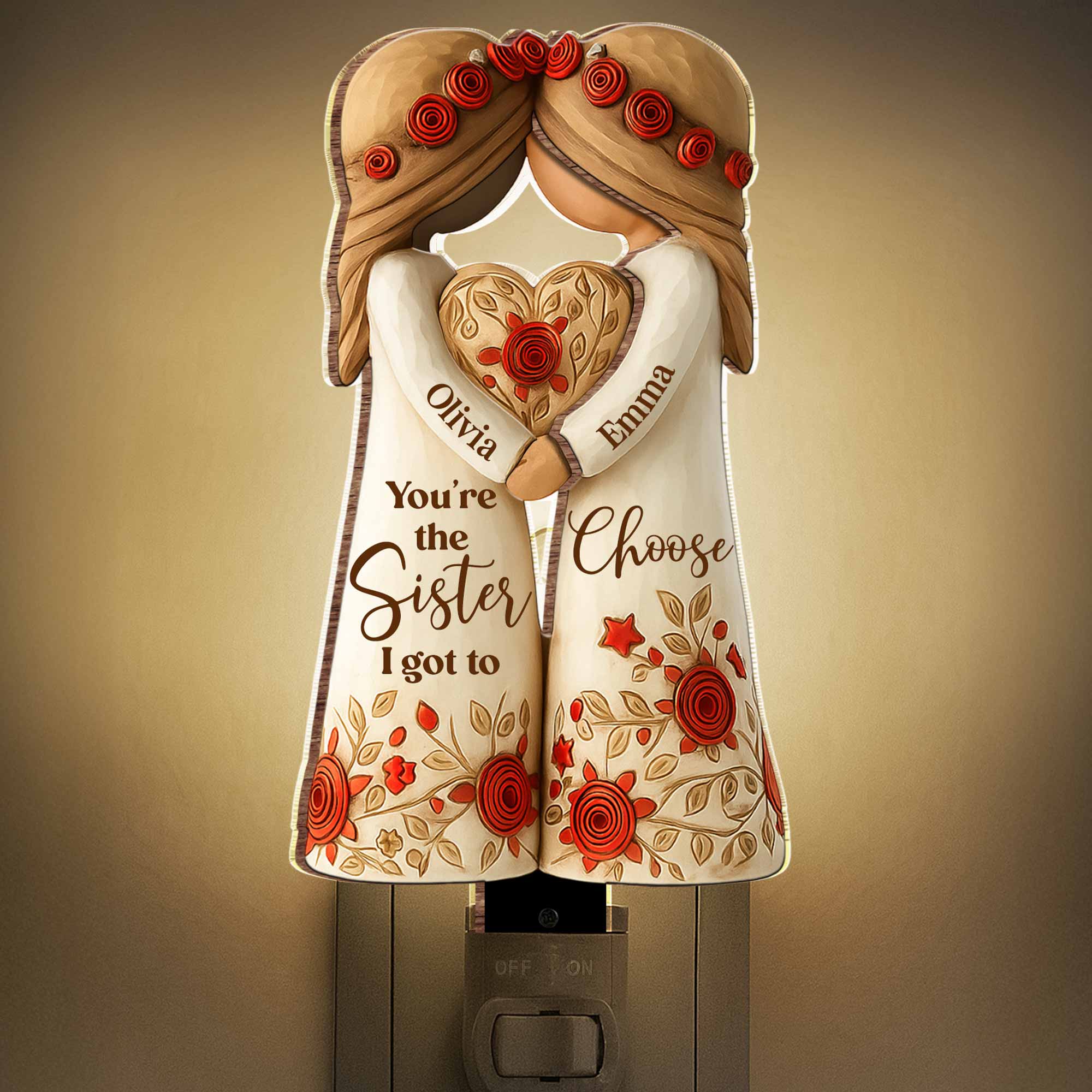 Personalized Wood Acrylic Night Light Custom Gift for Sister