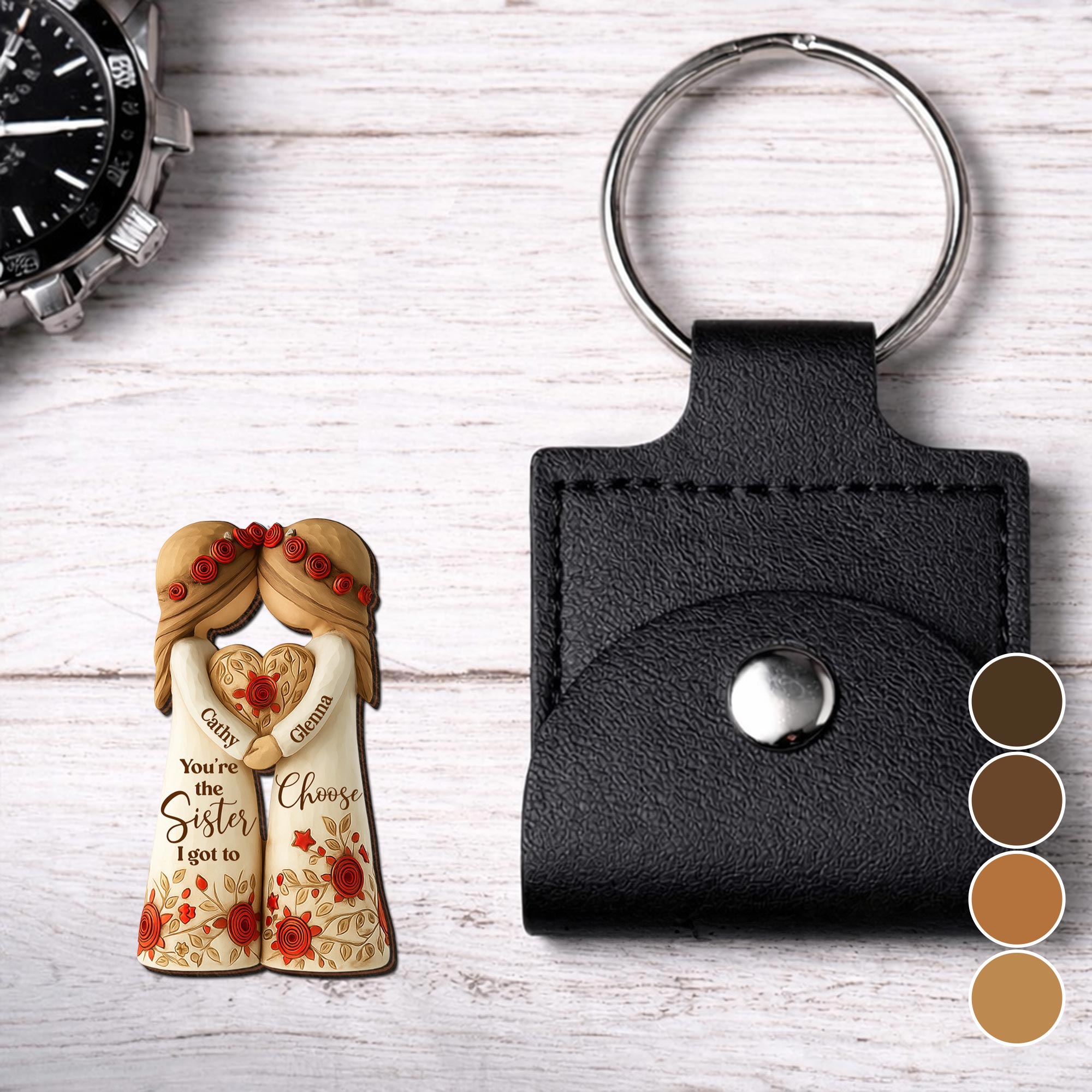 Custom Wooden Pocket Hug Personalized Gift for Sister