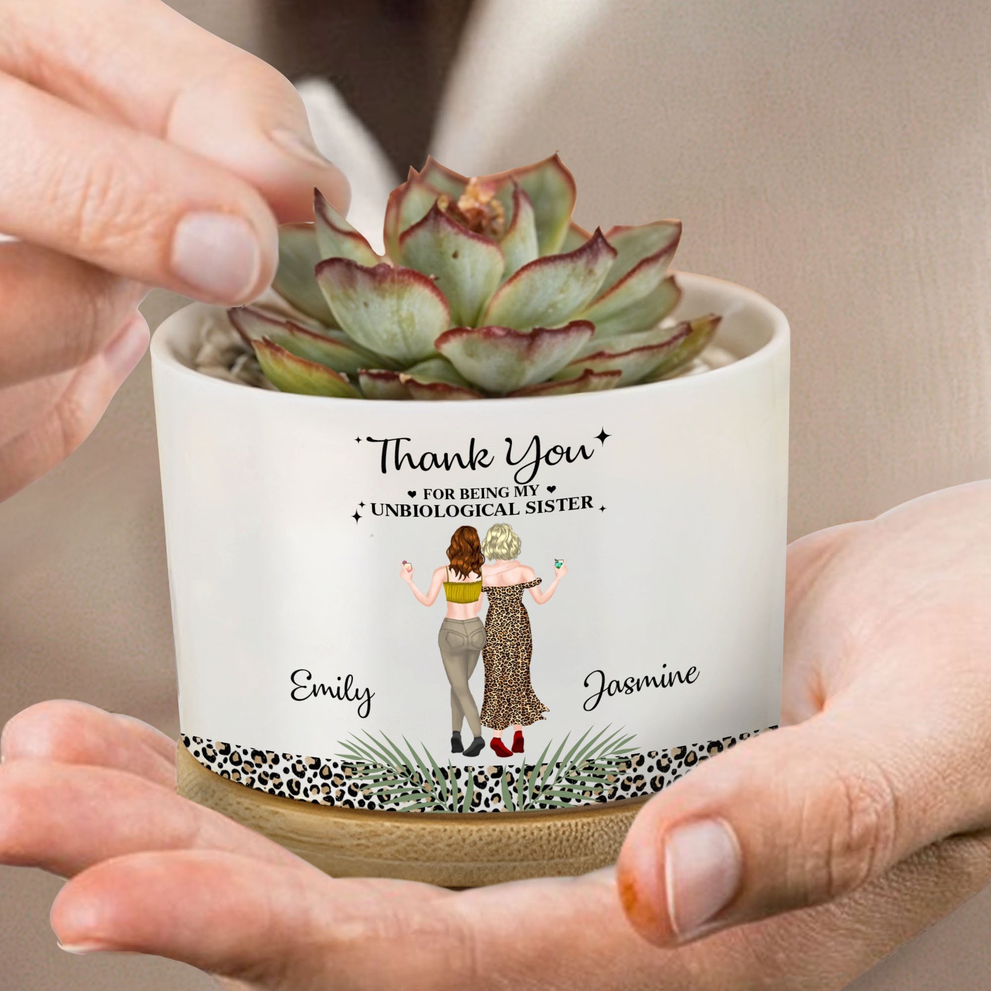 Personalized Plant Pot Best Friend Gift Leopard Print Ceramic