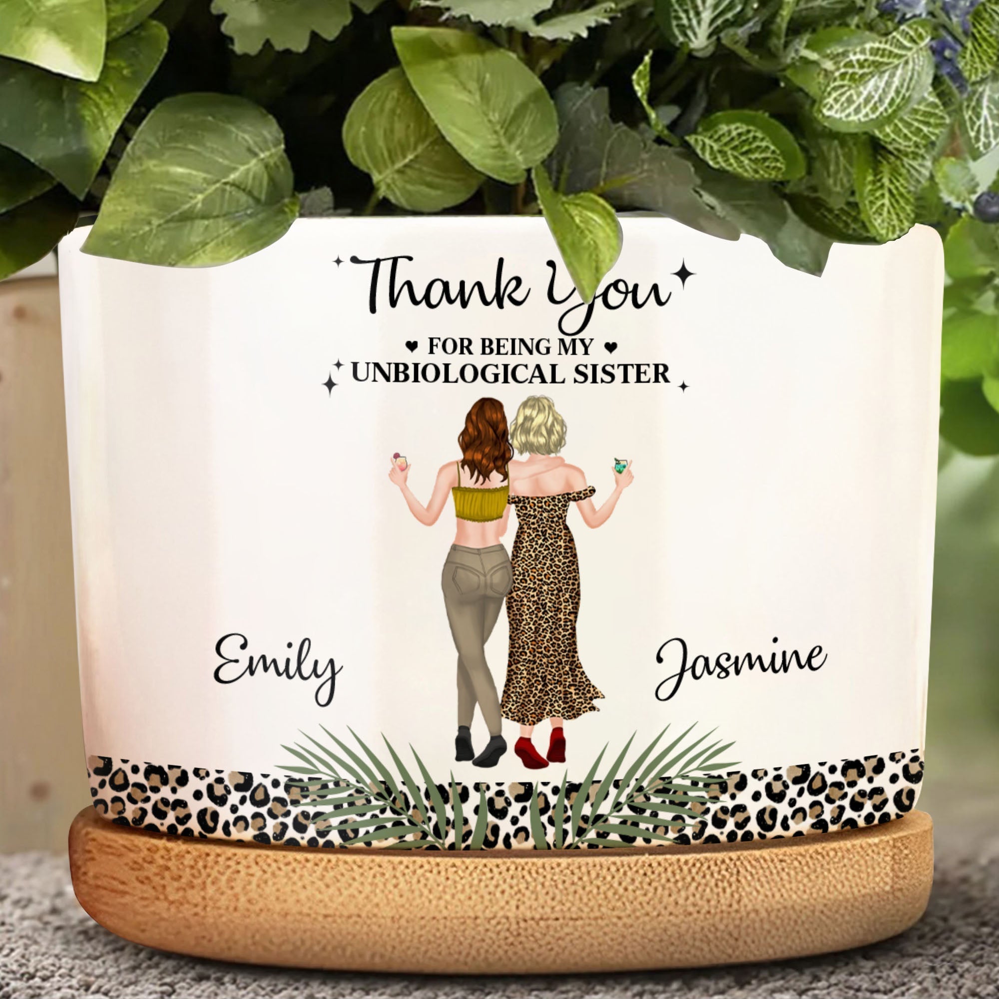 Personalized Plant Pot Best Friend Gift Leopard Print Ceramic
