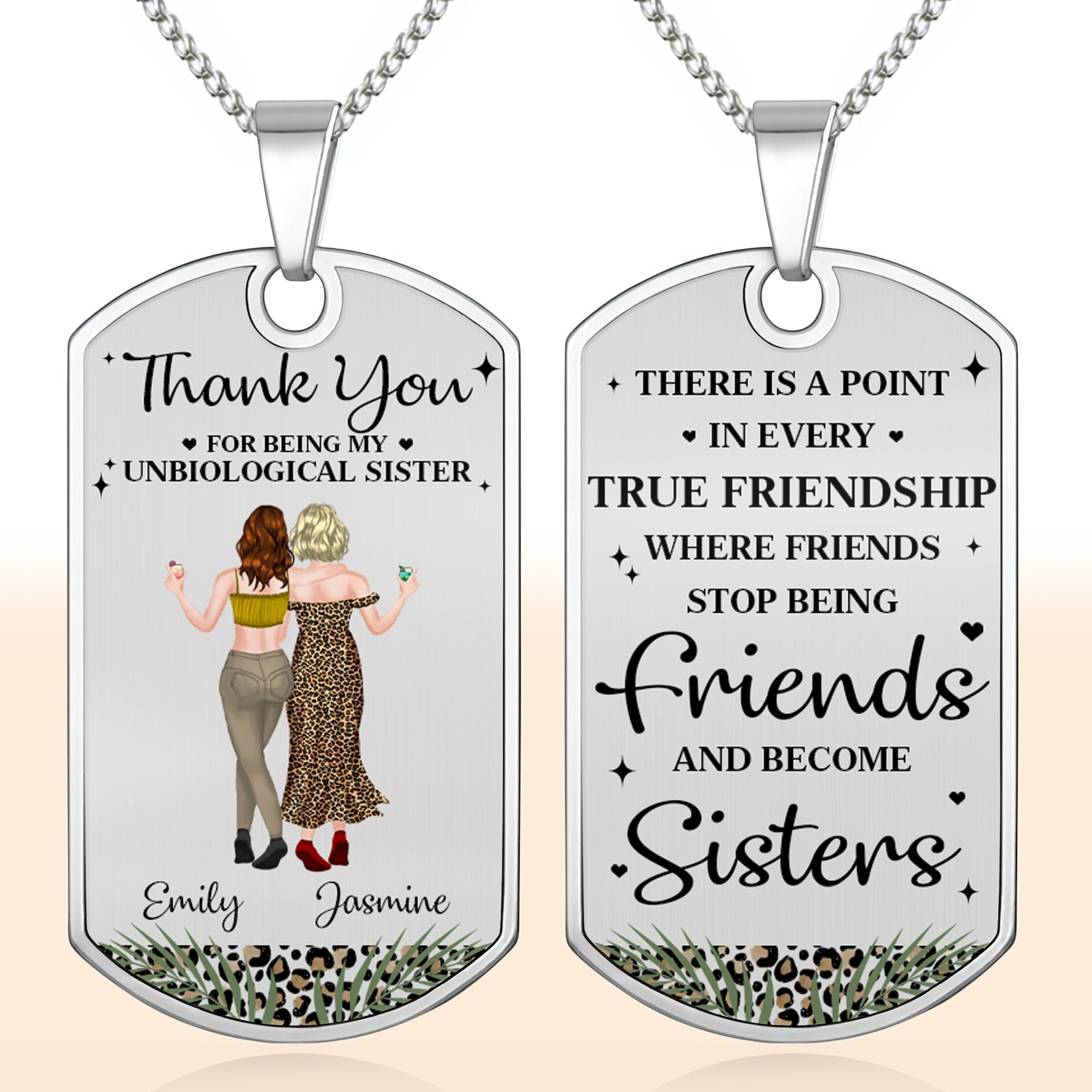 Personalized Dog Tag Necklace for Best Friends Custom Text