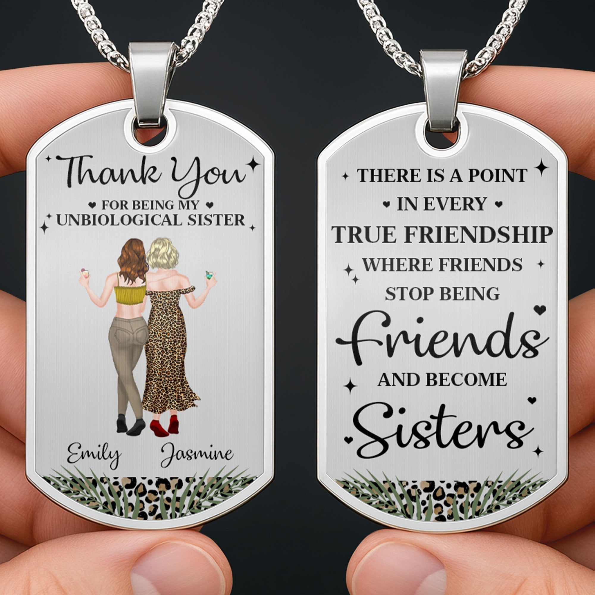 Personalized Dog Tag Necklace for Best Friends Custom Text