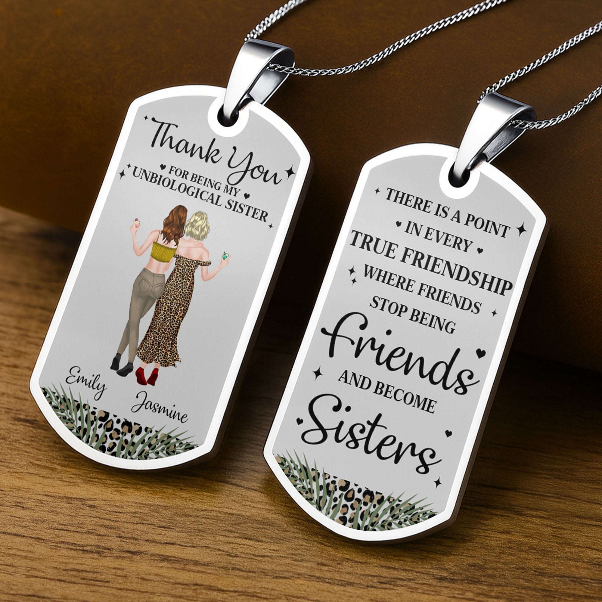 Personalized Dog Tag Necklace for Best Friends Custom Text