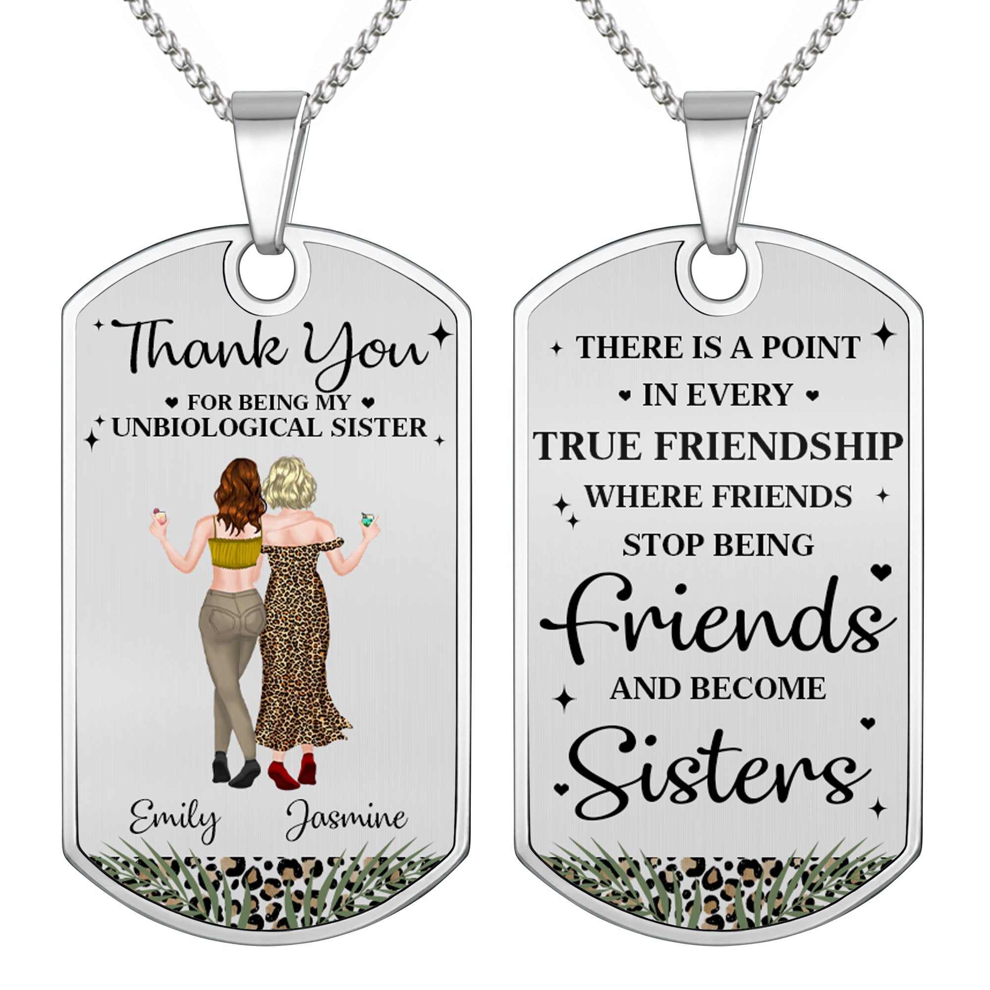 Personalized Dog Tag Necklace for Best Friends Custom Text