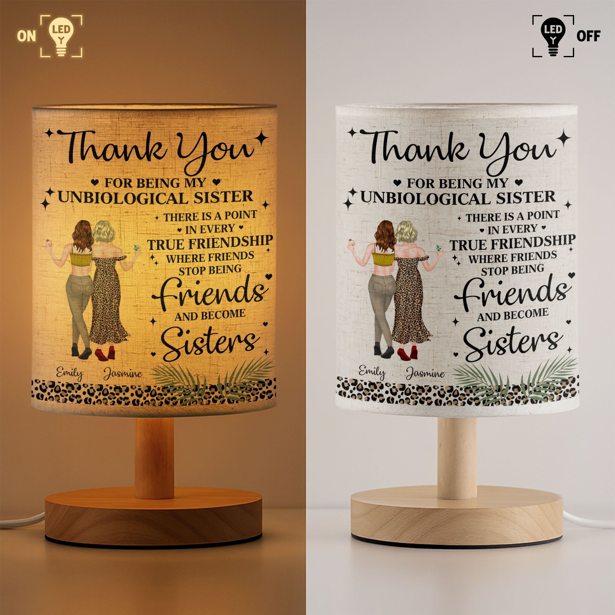 Personalized Fabric Lamp Custom Best Friends Art Gift