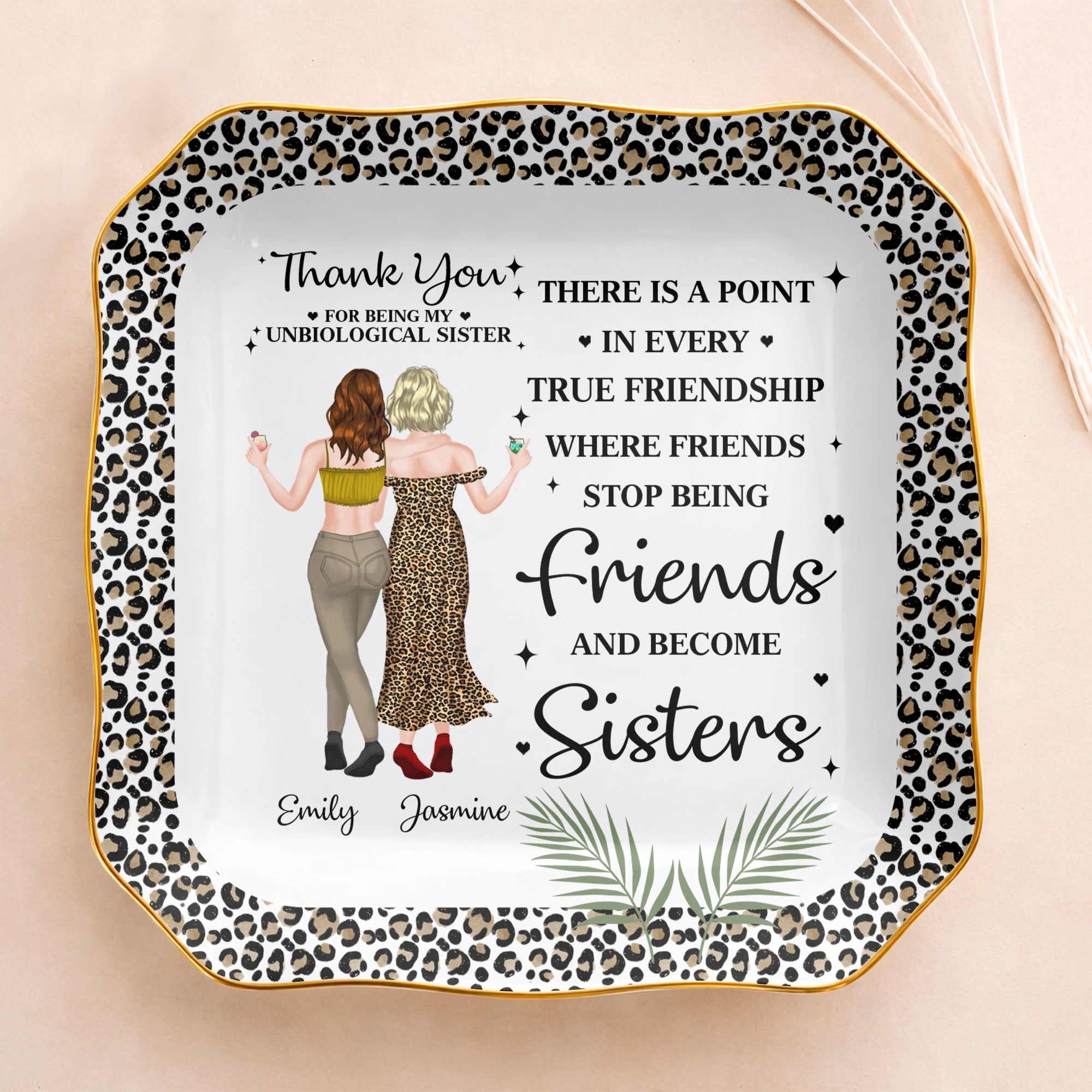 Personalized Lace Square Jewelry Dish Custom Name Gift for Besties