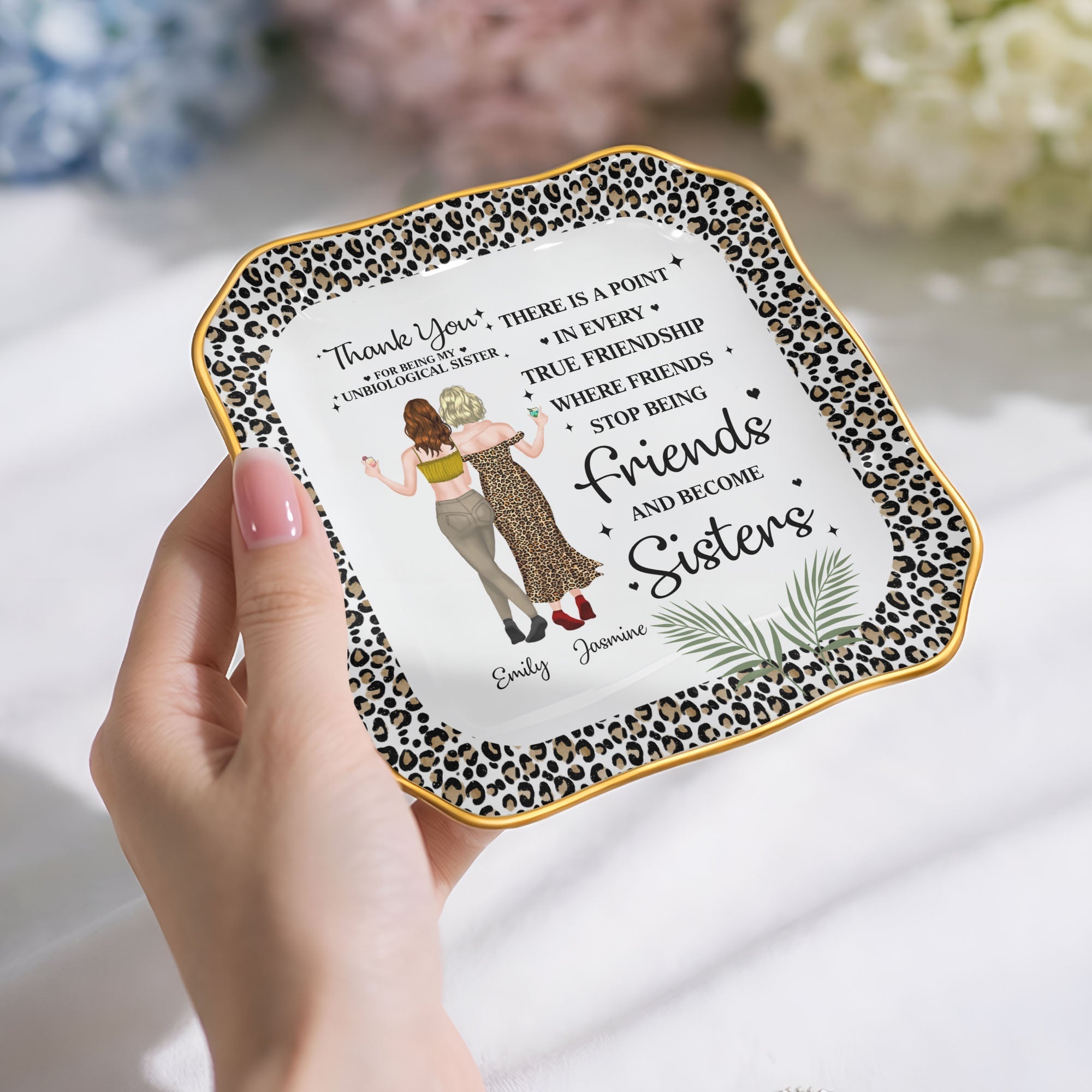 Personalized Lace Square Jewelry Dish Custom Name Gift for Besties