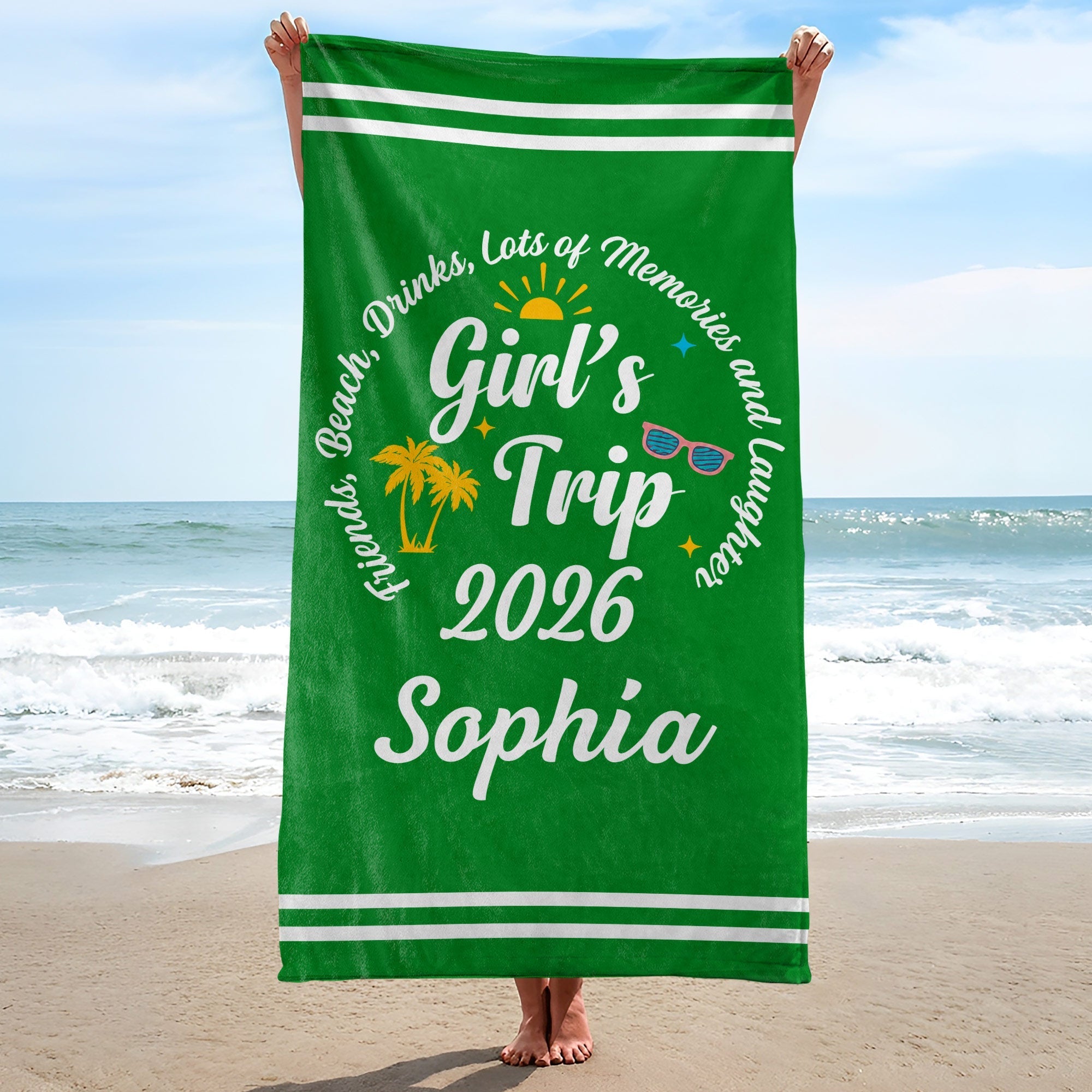 Personalized Microfiber Beach Towel Custom Name Gift for Best Friends