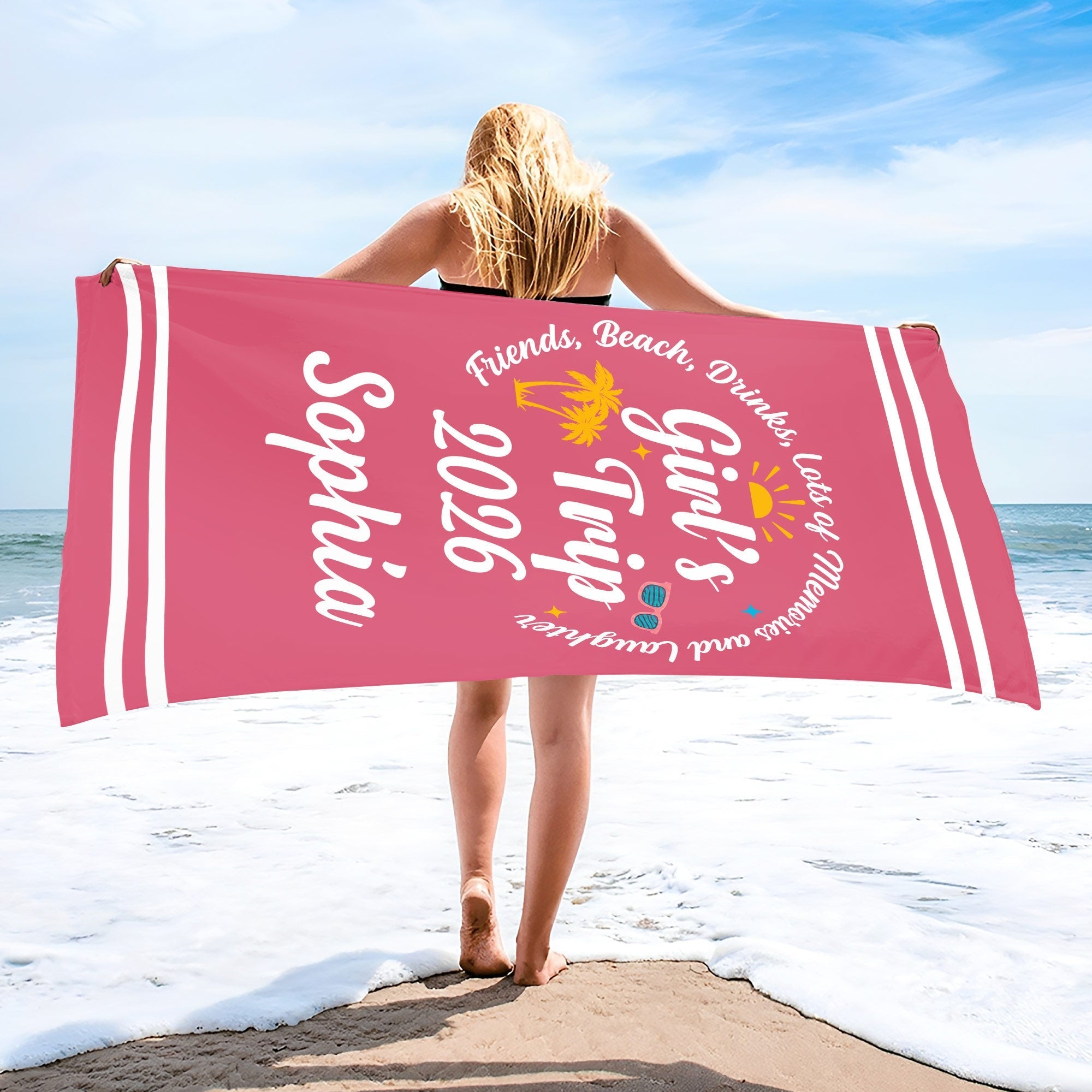 Personalized Microfiber Beach Towel Custom Name Gift for Best Friends